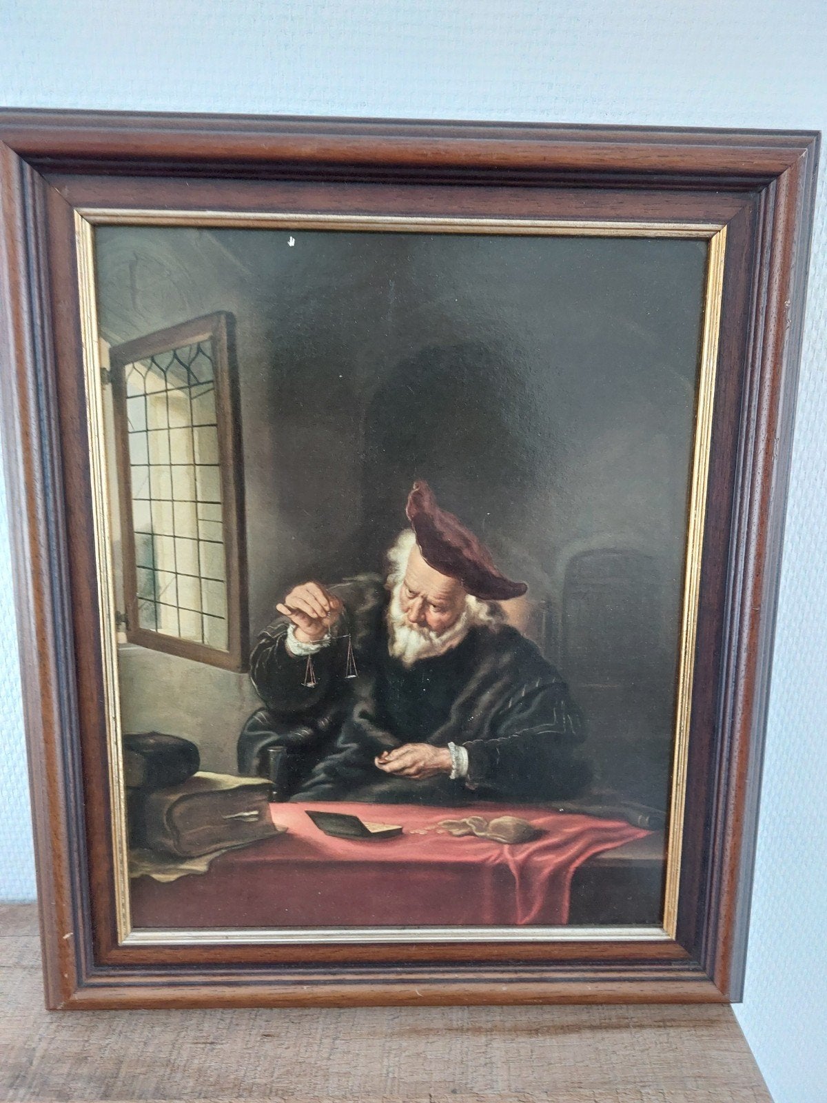 Oud Meester namaak Schilderij: De Goudweger (38x45cm), Huis en Inrichting, Minder dan 50 cm, Gebruikt, Ophalen of Verzenden, Print