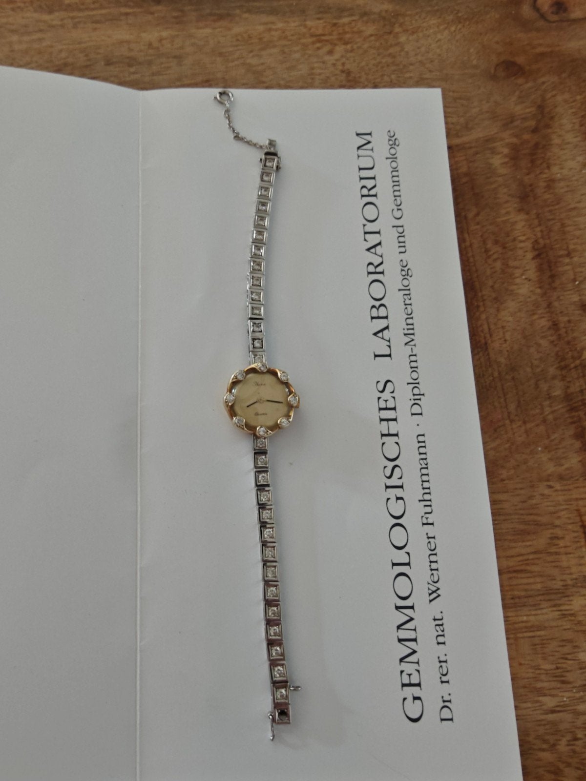 Prachtige Exclusieve IKONA Brillant horloge, Polshorloge, Zo goed als nieuw, Goud, Goud