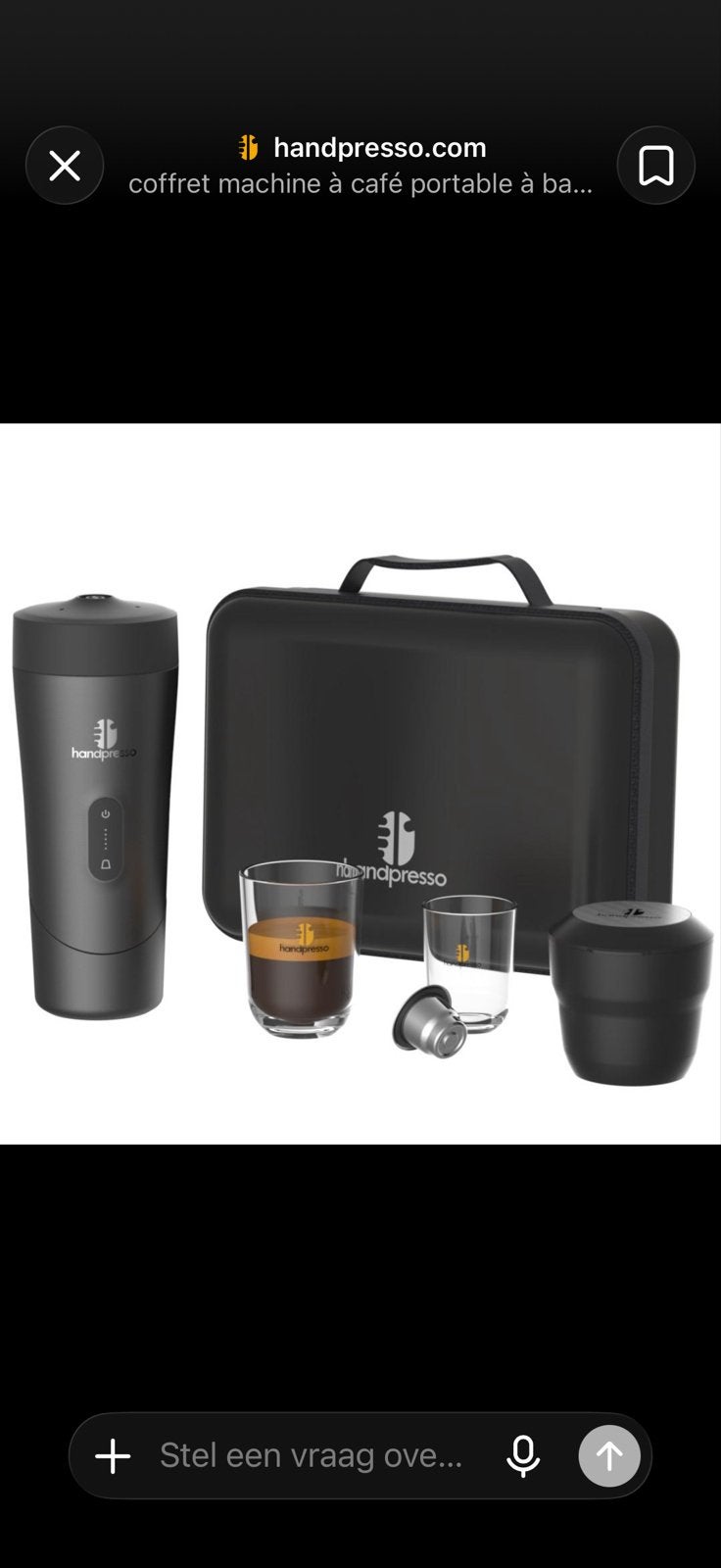 Handpresso Auto Set - Draagbare Espressomachine, Espresso apparaat, Gemalen koffie, Ophalen of Verzenden, Zo goed als nieuw