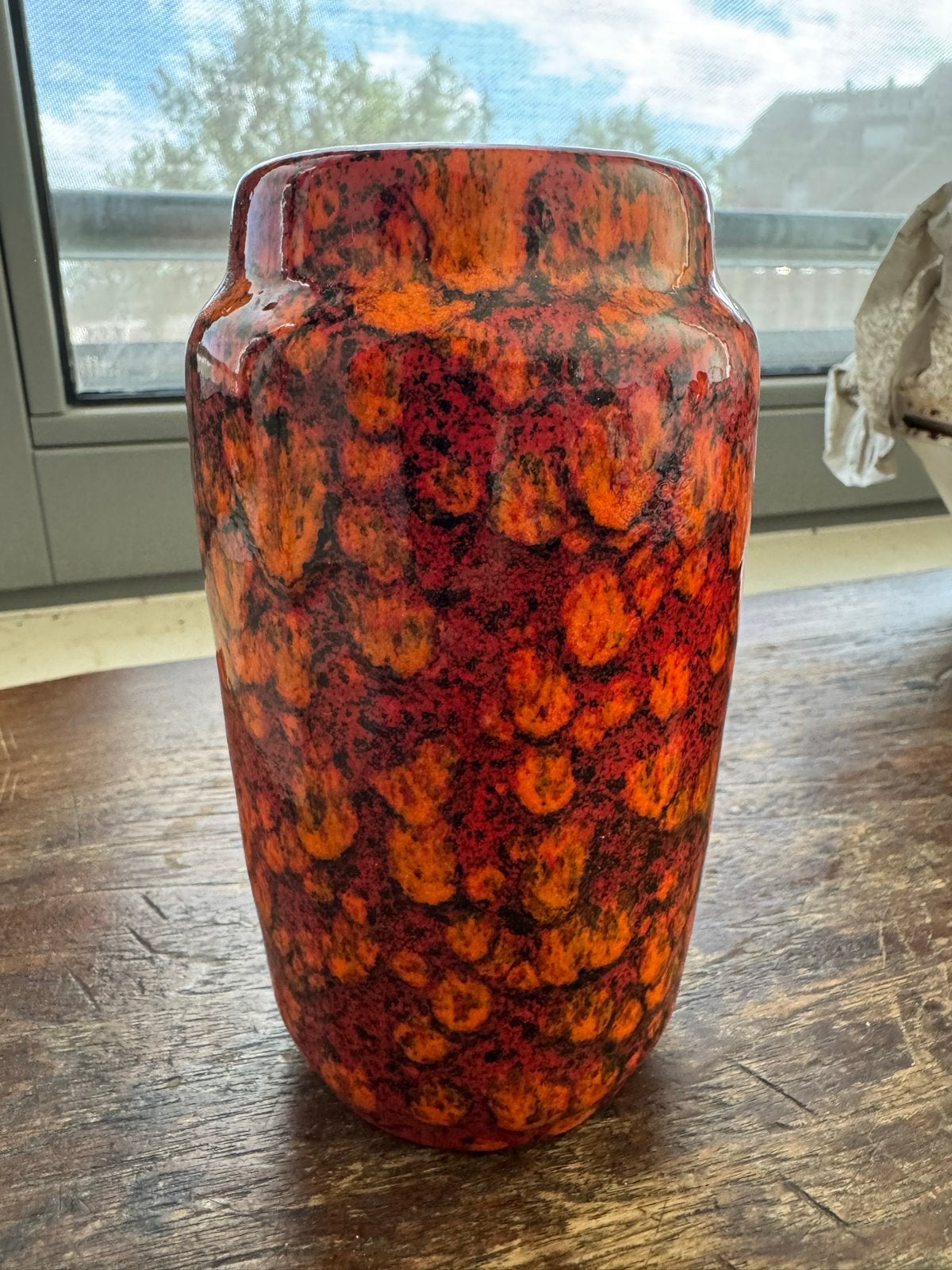 Vintage West-Germany Fat Lava vaas - rood/oranje, Ophalen of Verzenden