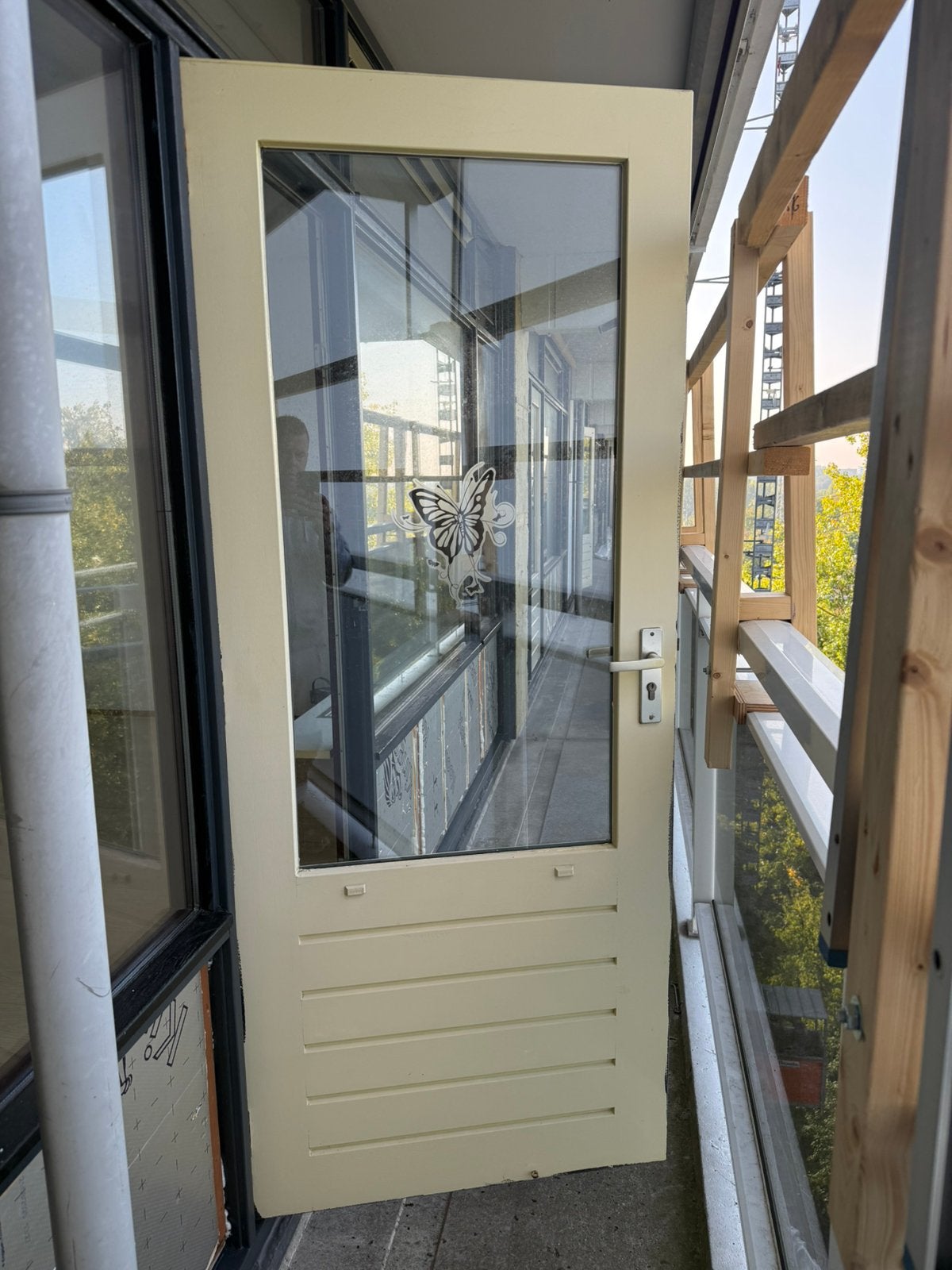 Buitendeur hardhout met dubbel glas 201,5 x 83, Ophalen, 200 tot 215 cm, Hout, Buitendeur