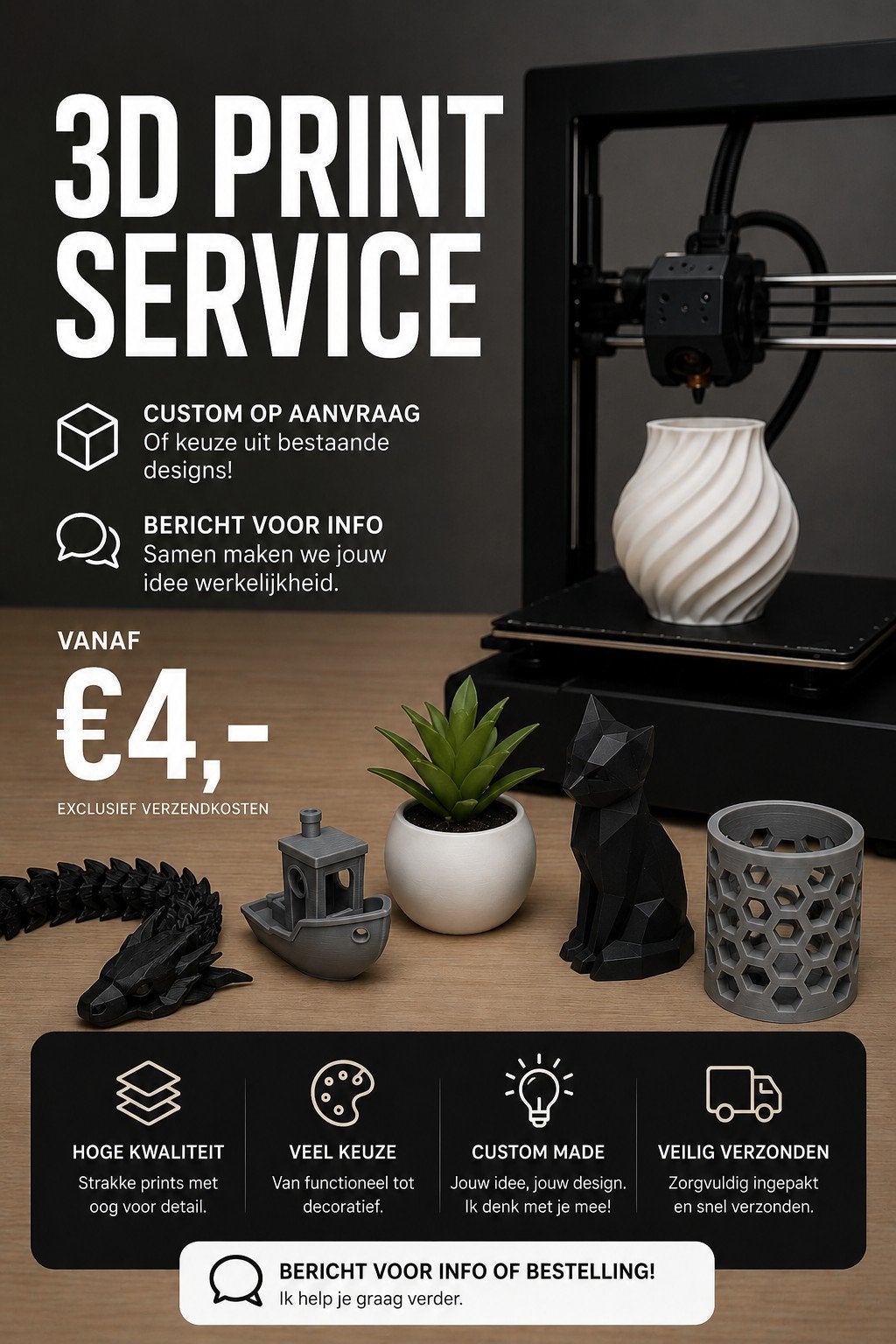 3D Print Service Custom Prints & Bestaande Designs, Ophalen of Verzenden, Nieuw, Filament