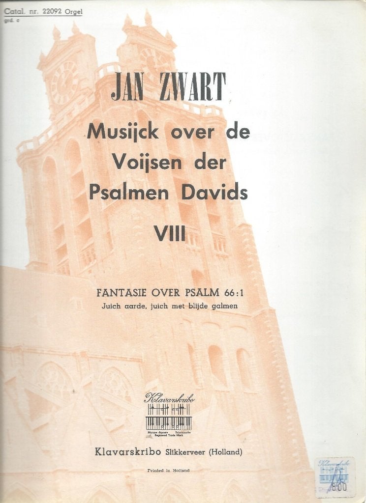 Musijck over de Voijsen der Psalmen Davids VIII (klavar), Muziek en Instrumenten, Bladmuziek, Orgel, Gebruikt, Ophalen of Verzenden