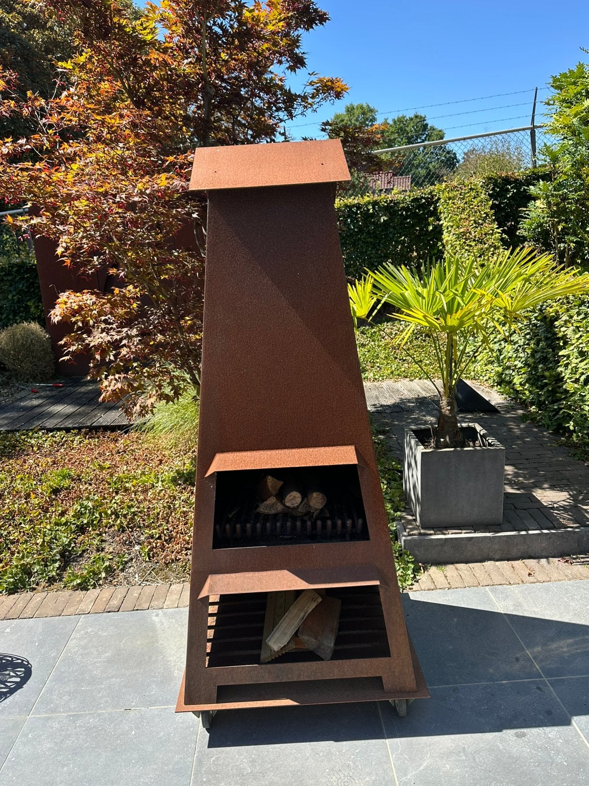 Cortenstaal terrashaard, Tuin en Terras, Ophalen, Zo goed als nieuw