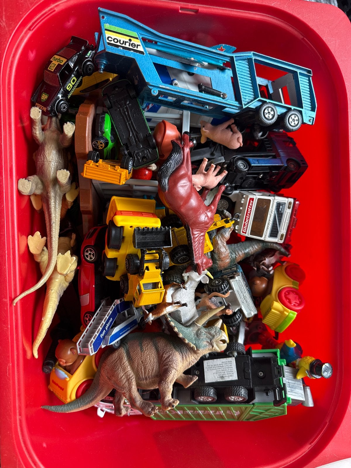 Grote bak jongensspeelgoed: auto's, beestjes, dino's, Ophalen of Verzenden, Gebruikt, Jongen