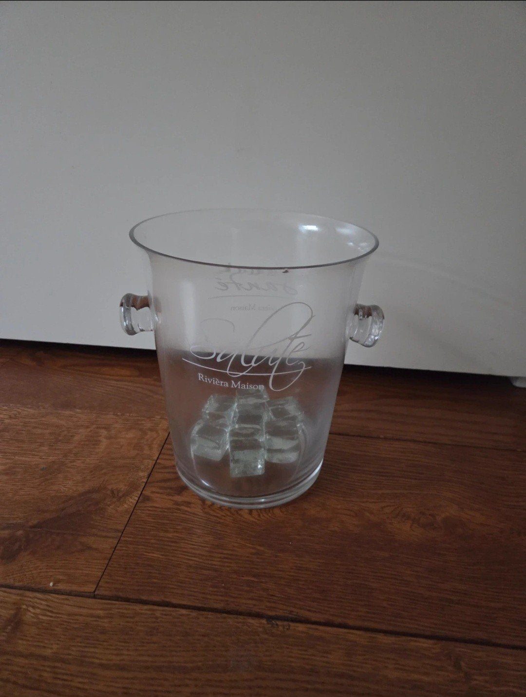 Riviera Maison Wijnkoeler met Glazen IJsblokjes, Ophalen of Verzenden, Gebruikt, Glas, Landelijk
