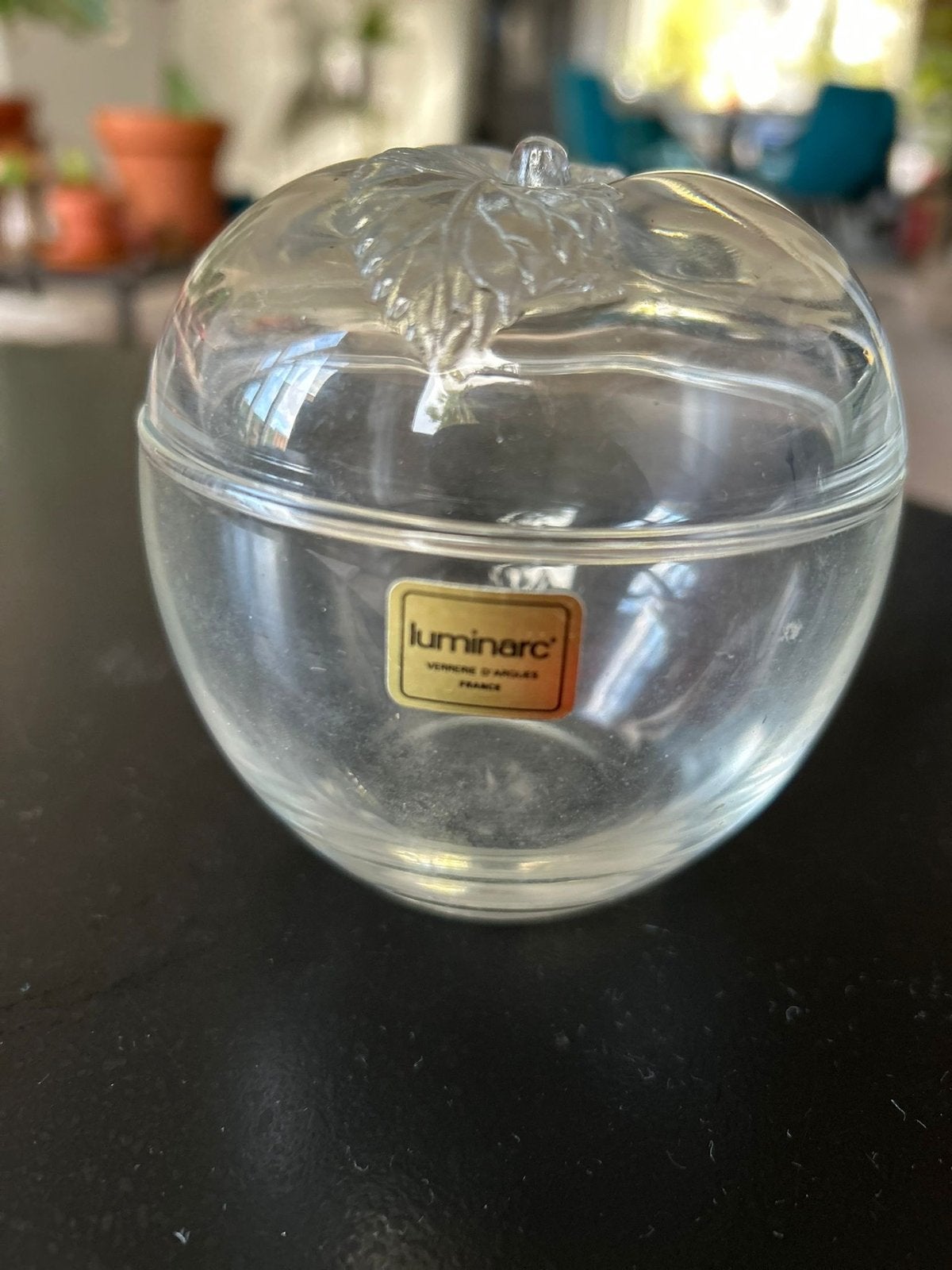 Vintage Luminarc Glazen Appel Potje met Deksel, Ophalen of Verzenden