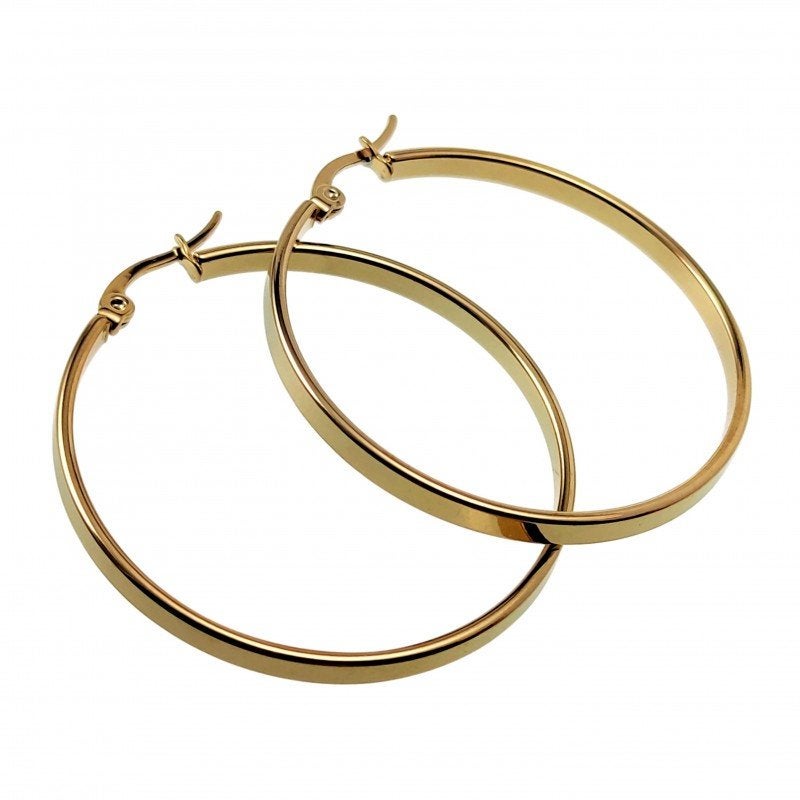 40mm 3mm Oorbellen Dames Verguld RVS Brede-Design Oorringen, Overige materialen, Hangers, Birgitta-Gracht 33, 6465 EL Kerkrade, Nederland