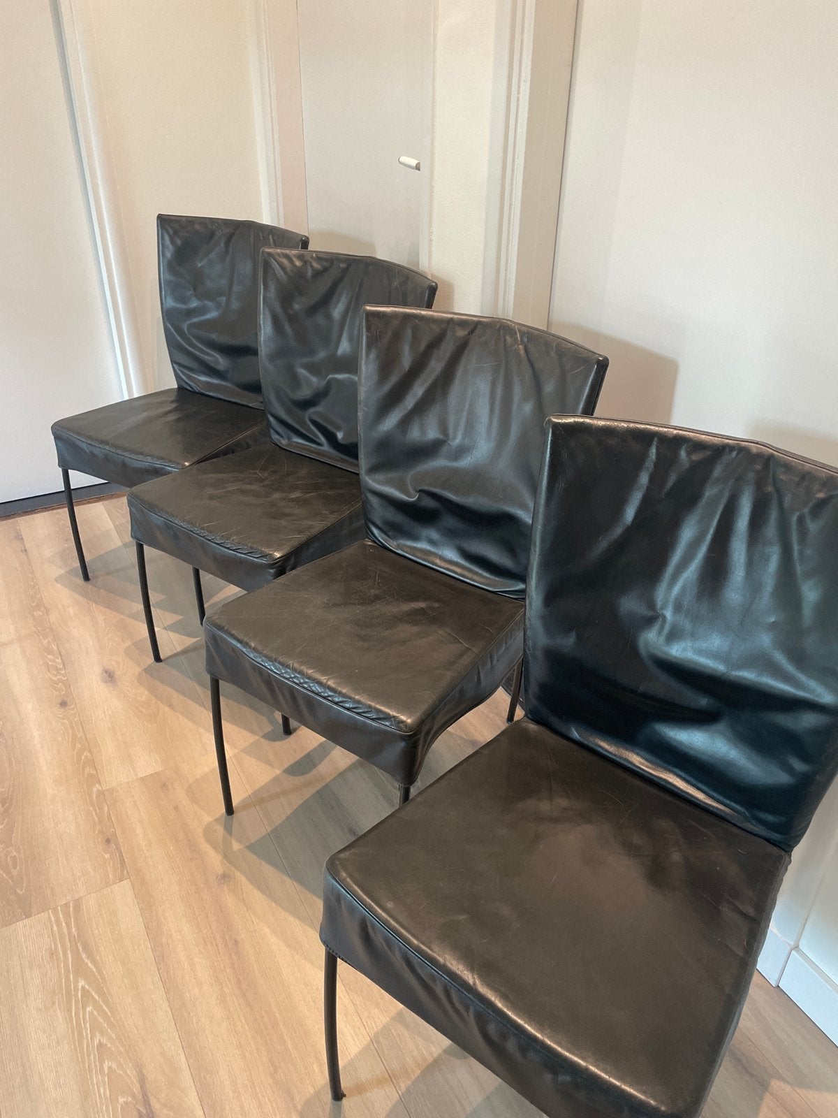 4 Spica van Monti's stoelen - Zwart kalfsleer, Huis en Inrichting, Ophalen, Gebruikt, Zwart, Leer