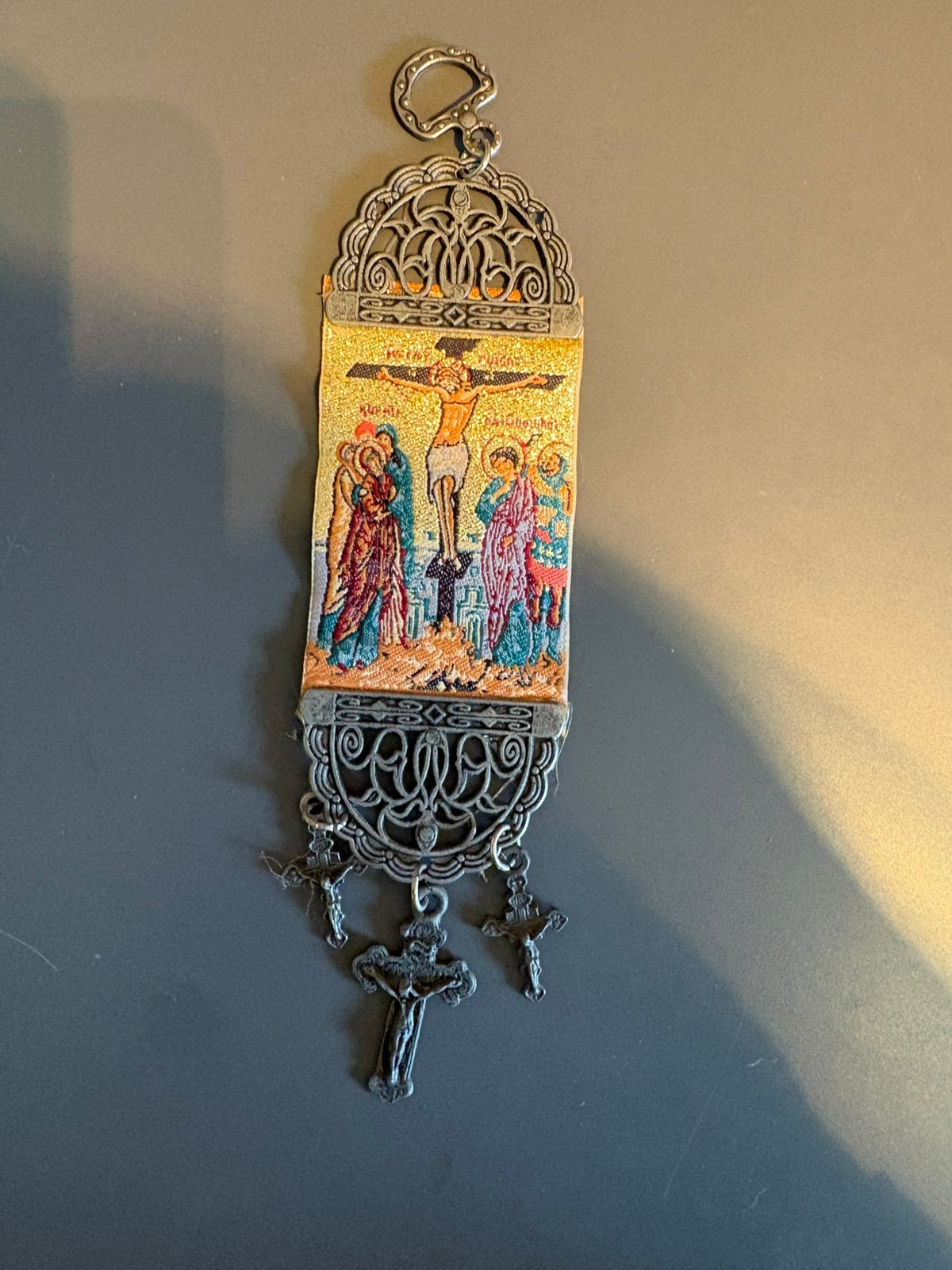 Byzantijnse religieuze wandhanger kruisiging,3 crucifixen, Verzenden, Gebruikt