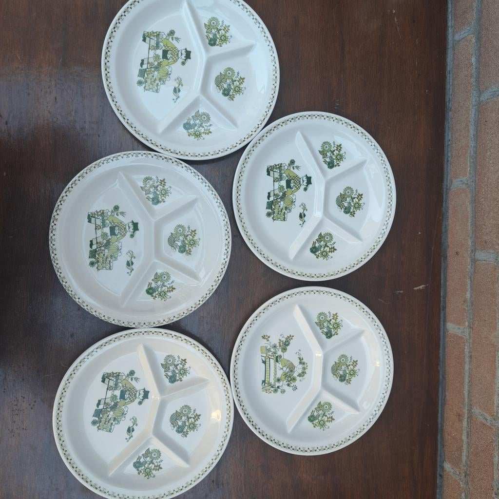 5 Vintage Serviesborden figgjo turi design Norway, Ophalen of Verzenden, Glas, Overige stijlen