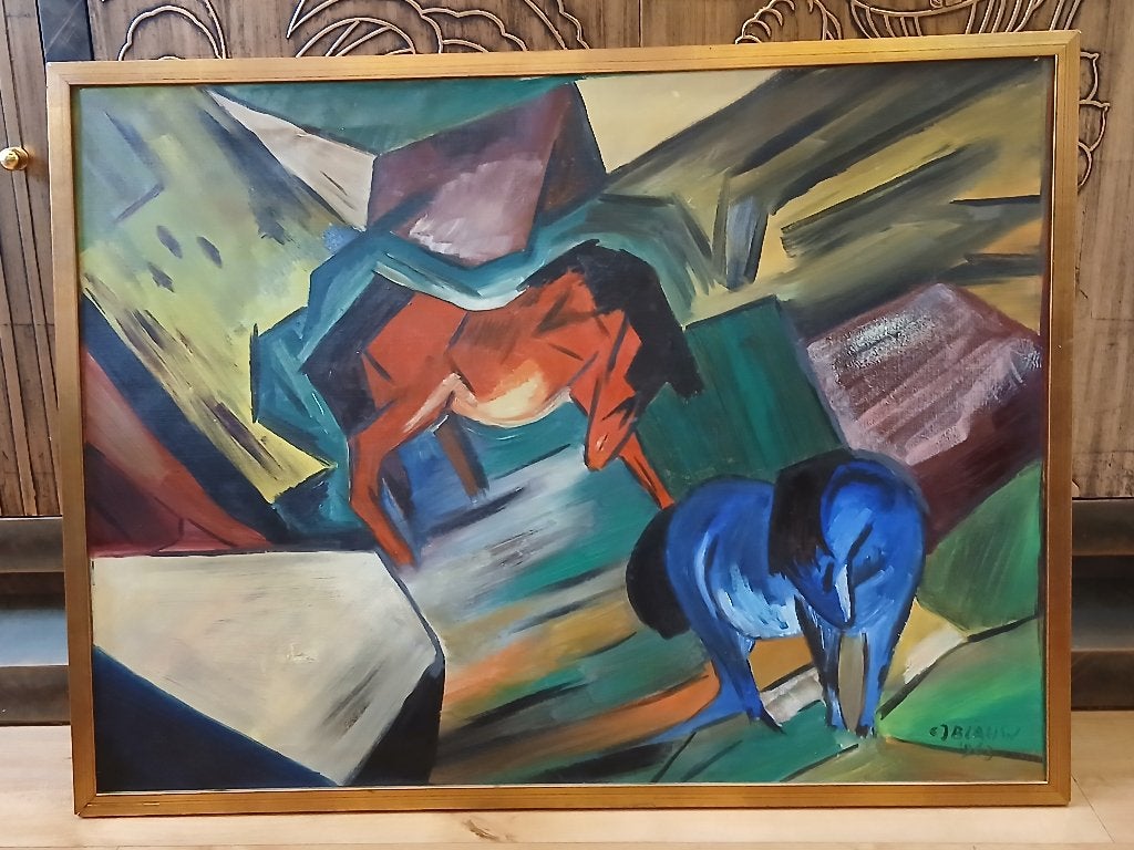 Rood en blauw paard,  van C.J. Blauw, Ophalen