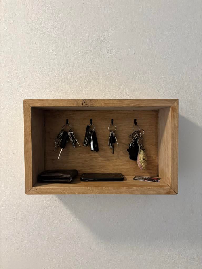Eikenhouten sleutelkastje - 44x28cm, Hout, Nieuw, Ophalen of Verzenden, Landelijk