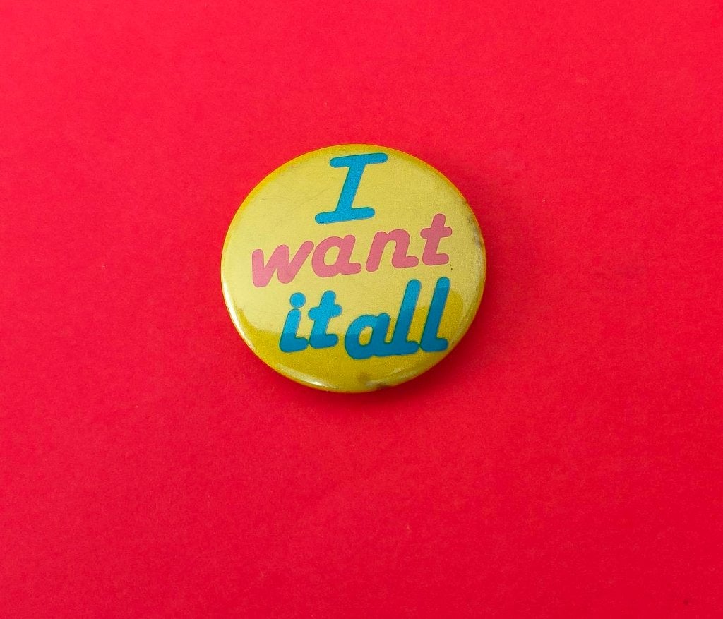I Want It All button, Ophalen of Verzenden, Zo goed als nieuw, Overige onderwerpen, Button