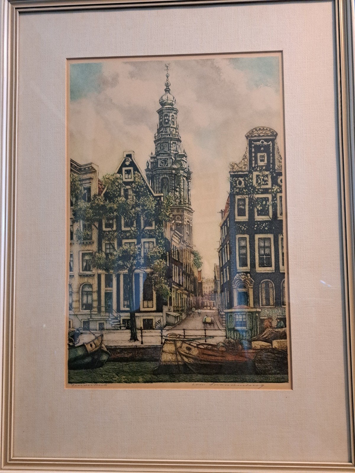 Zuiderkerk te Amsterdam. Cornelis Brandenburg., Ophalen, Ets, Stadsgezicht, 42 cm