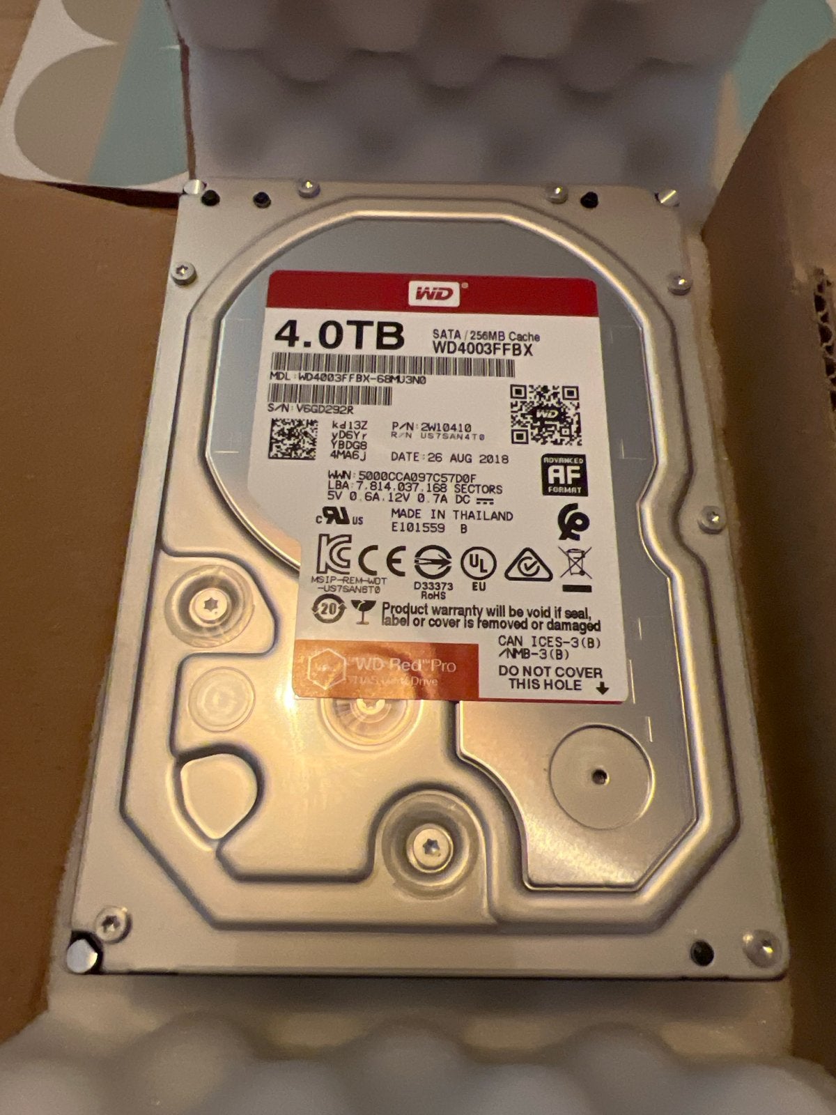 WD Red Pro 4TB SATA HDD - WD4003FFBX, Computers en Software, Harde schijven, Gebruikt, Server, Ophalen of Verzenden, Extern