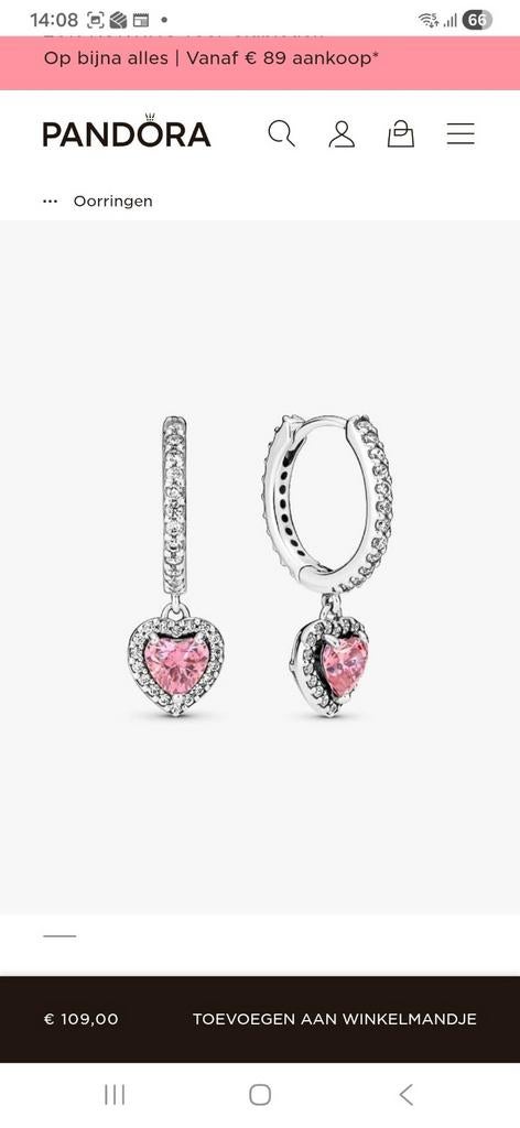 Pandora oorbellen zilver, Hangers, Nieuw, Ophalen of Verzenden, Zilver