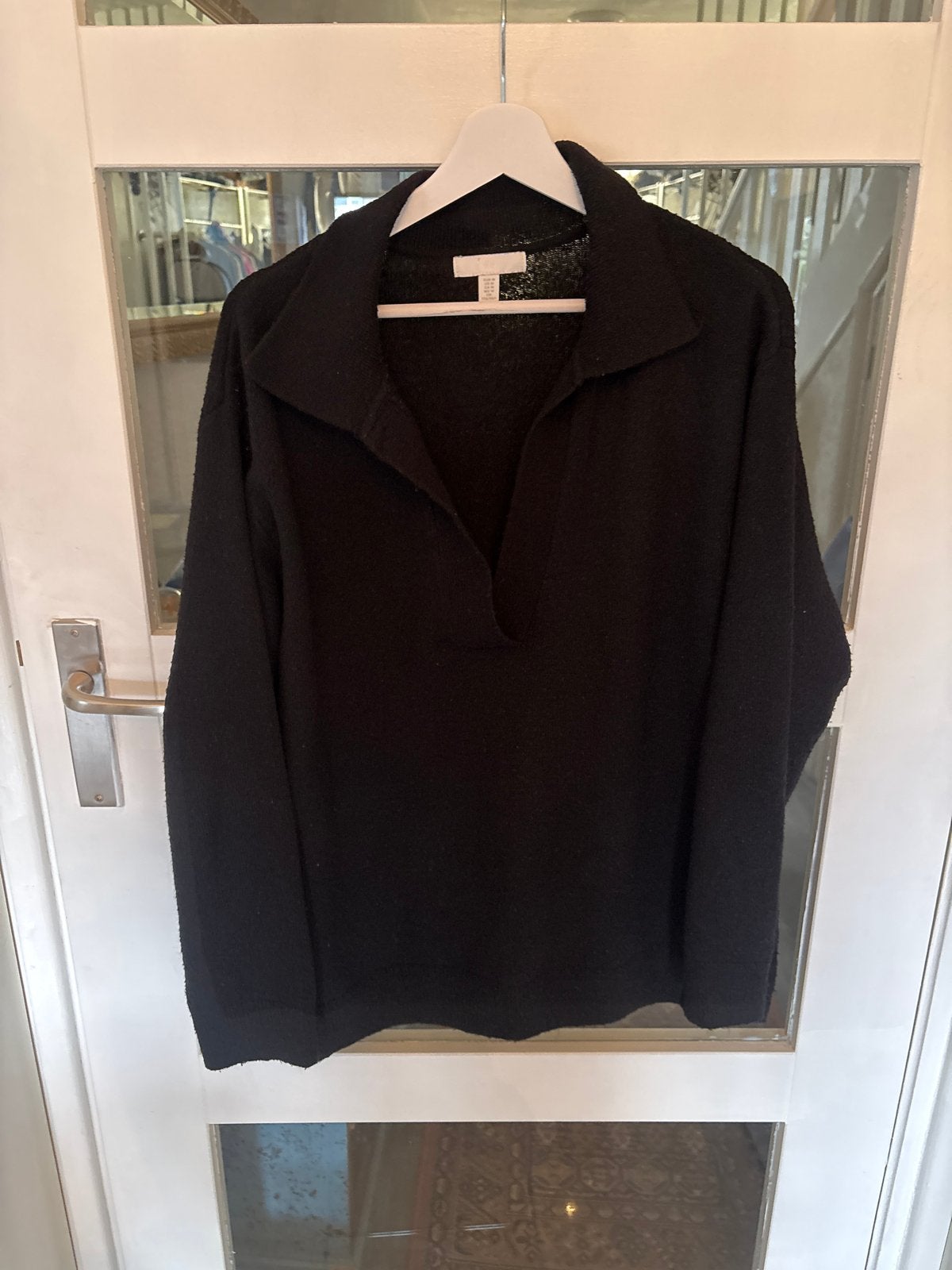 Zwarte H&M trui met kraag, maat M, Ophalen of Verzenden, Zo goed als nieuw, Maat 38/40 (M), Zwart