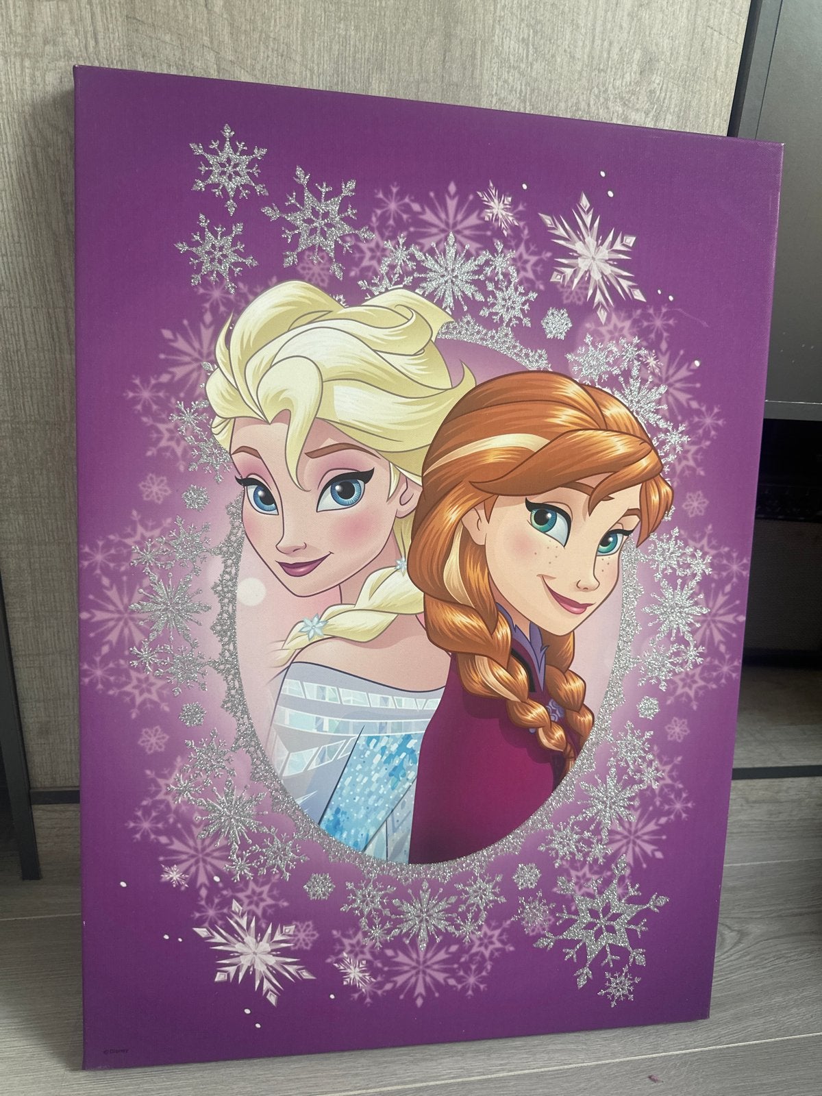 Frozen Elsa & Anna Canvas Schilderij - Paars Glitter, Ophalen of Verzenden, Zo goed als nieuw