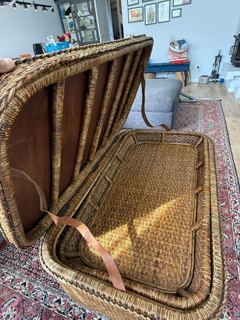 Stijlvolle Rattan Opbergmand / Salontafel, Ophalen, Overige materialen, Gebruikt, 50 tot 100 cm
