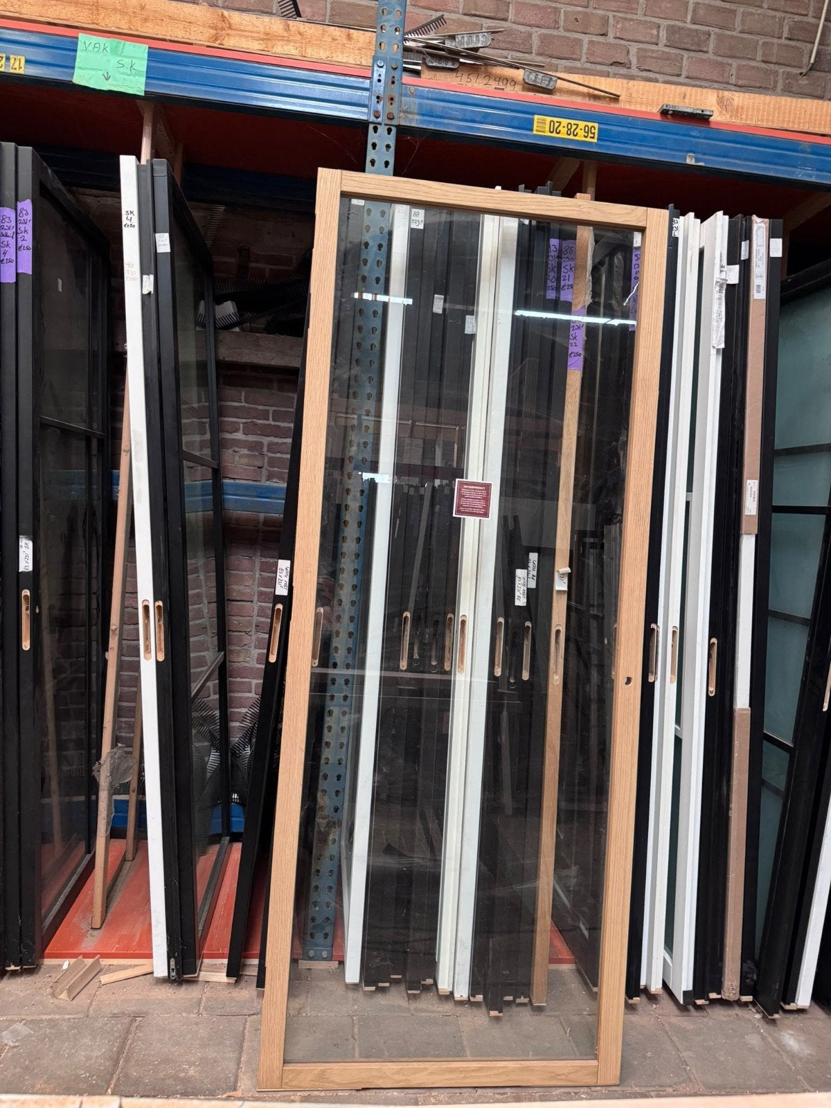 Binnendeur 93x231,5cm Stomp L eiken incl glas SK 23, Ophalen, ., Nieuw, .