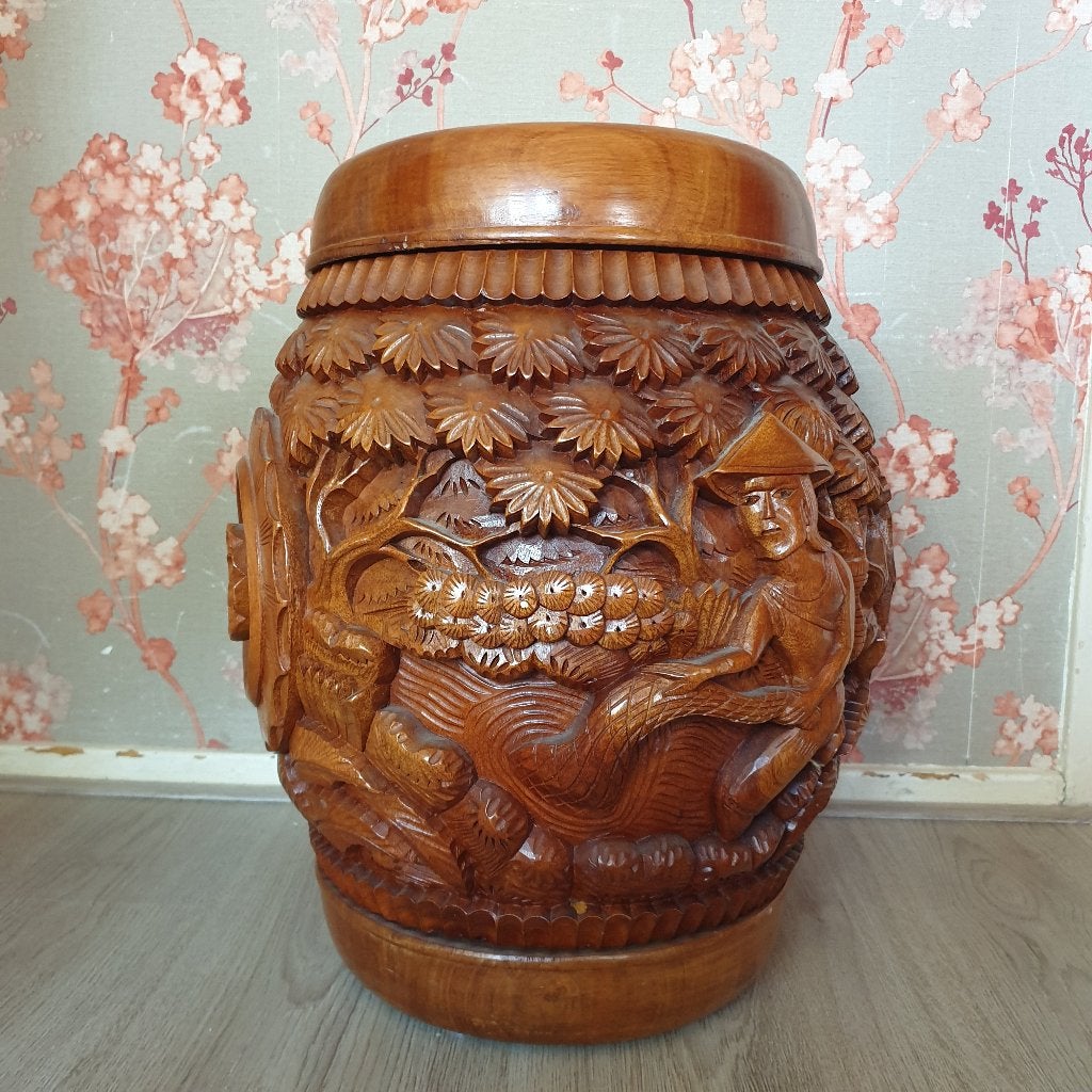 Vintage Chinese houten stoel, mahoniehouten kruk, Ophalen of Verzenden, Gebruikt, Hout