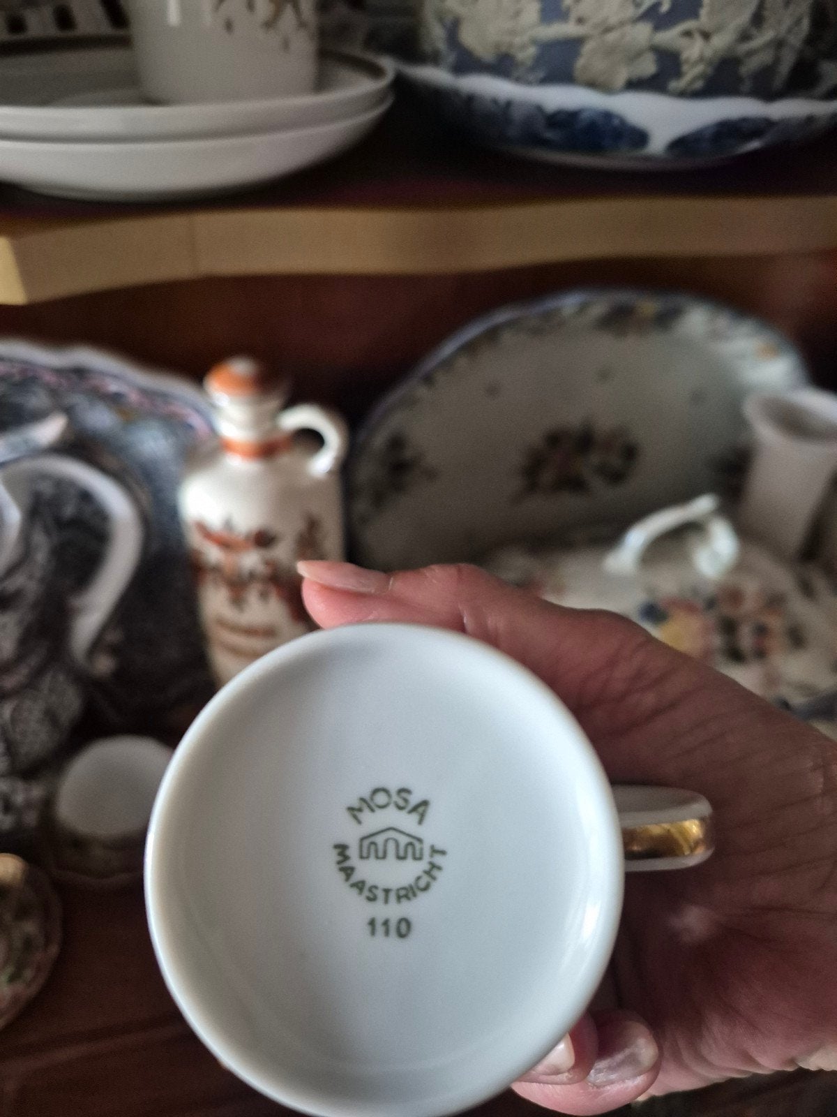 Vintage Mosa Maastricht kop en schotel met vogeldecor, Ophalen of Verzenden