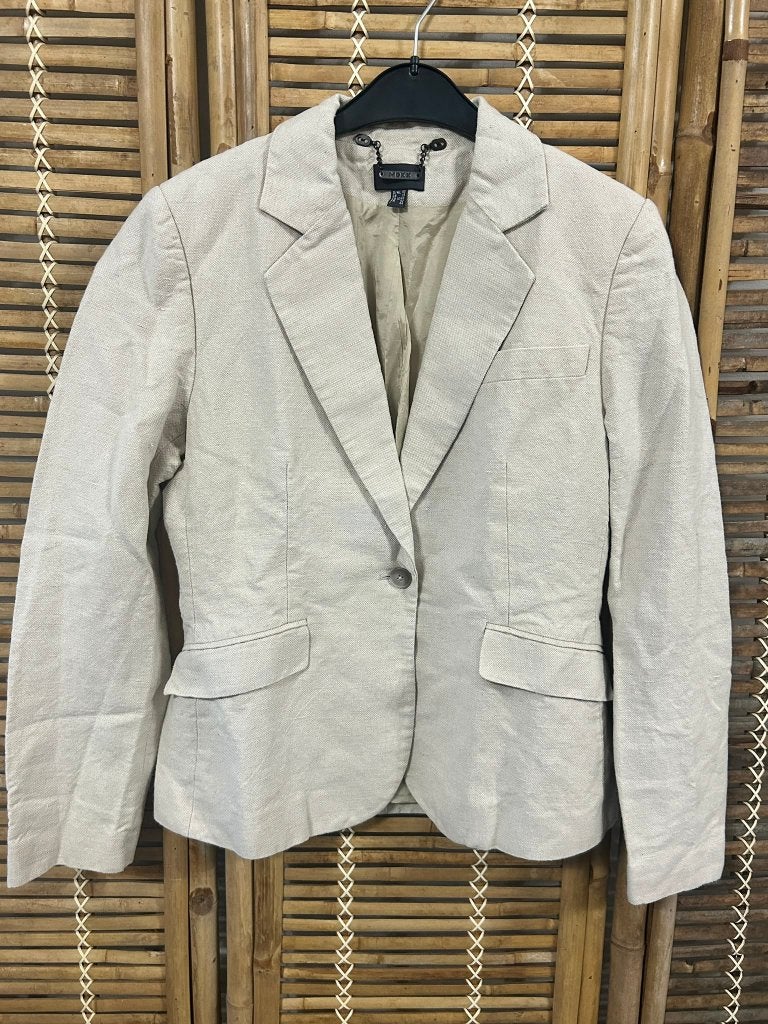 Mexx beige linnen blazer dames L 40 linnen katoen, Maat 38/40 (M), Mexx, Beige, Ophalen of Verzenden
