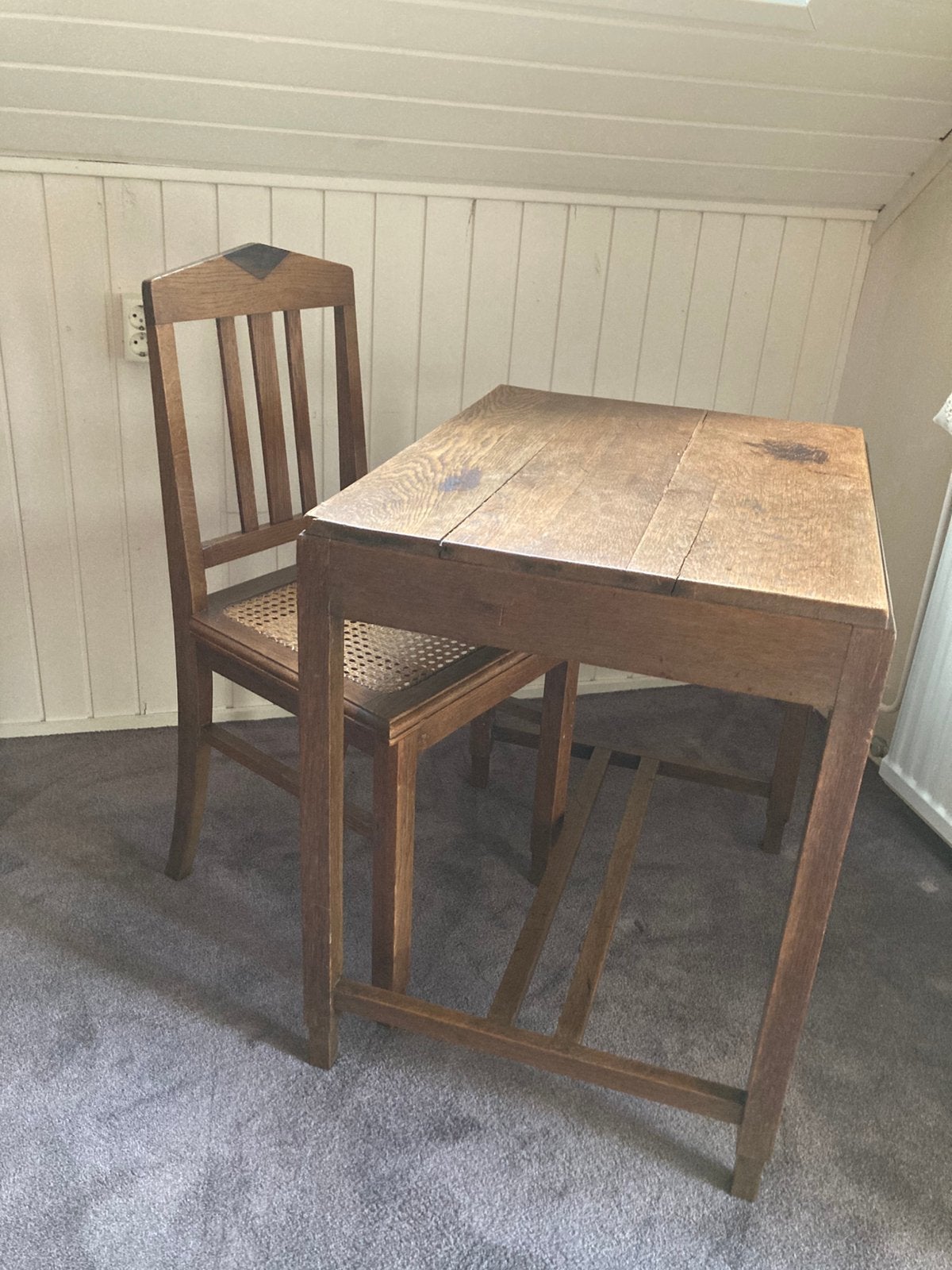Antiek, brocante bureau met stoel, Ophalen, Gebruikt