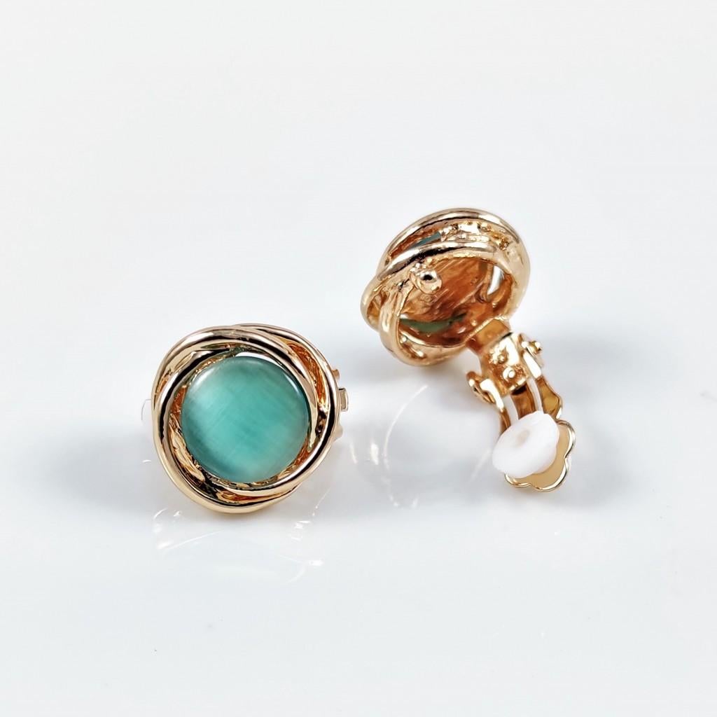 Roségoudkleurig Clip-on Oorbellen + Turquoise Cabochon 15mm, Sieraden, Tassen en Uiterlijk, Oorbellen, Overige materialen, Birgitta-Gracht 33, 6465 EL Kerkrade, Nederland