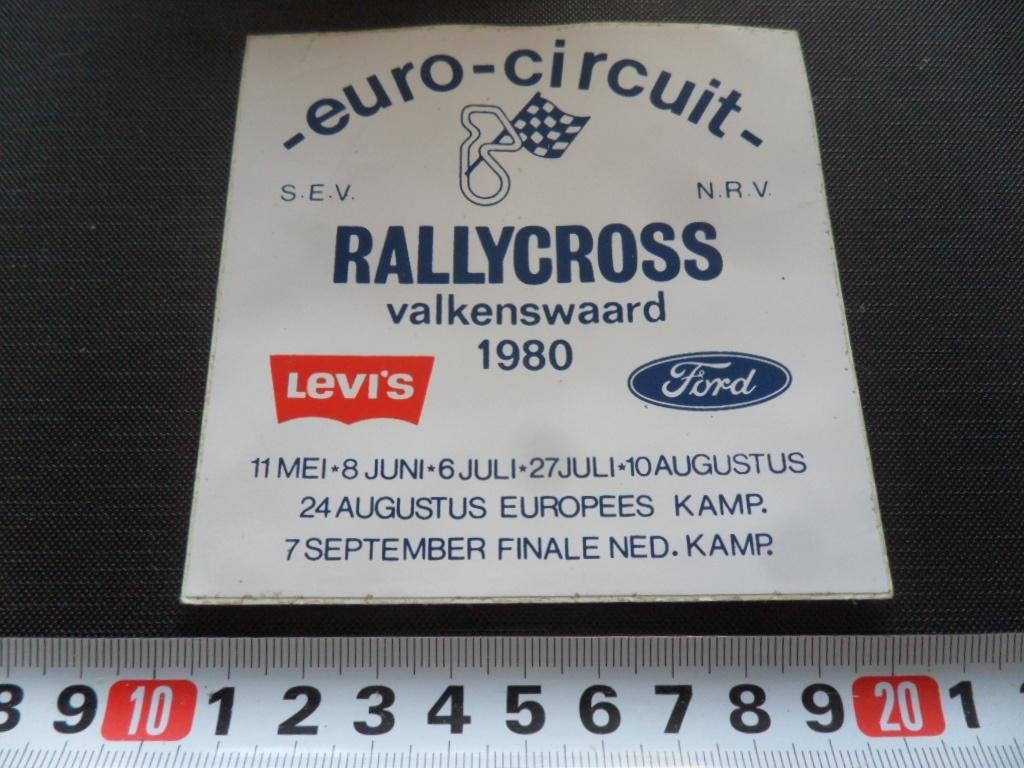 sticker euro-circuit valkenswaard rallycross 1980, Verzamelen, Stickers, Ophalen, Zo goed als nieuw