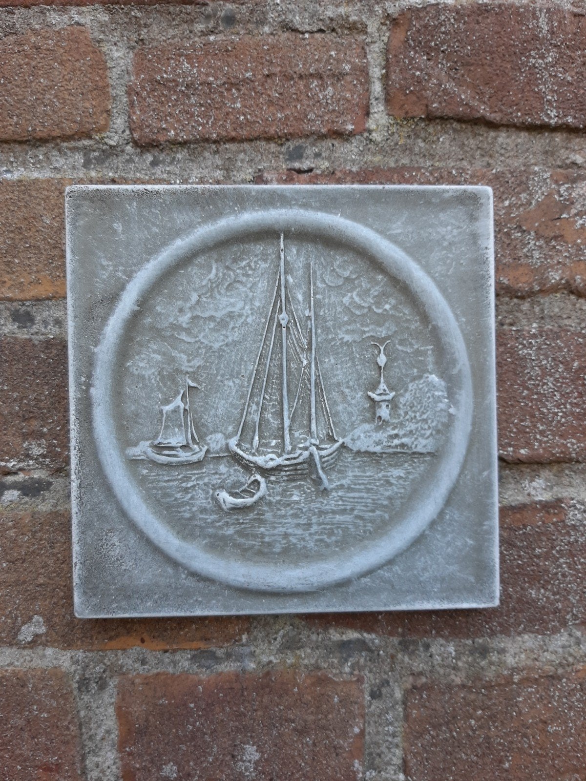 Zeilboten wanddecoratie betonnen beeld tuinbeeld beton, Tuin en Terras, Ophalen of Verzenden
