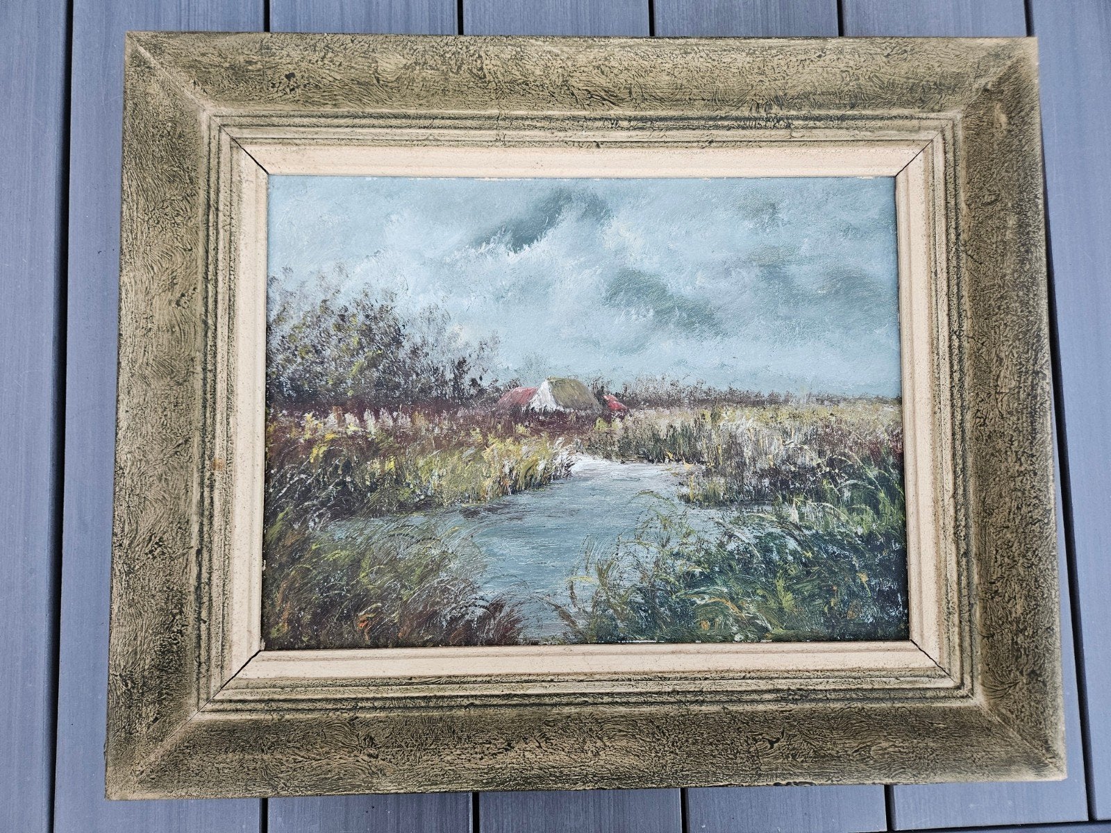 Schilderij Joop Burger - Hollands Landschap 53x43 cm, Ophalen, Doek, Realistisch, Gesigneerd