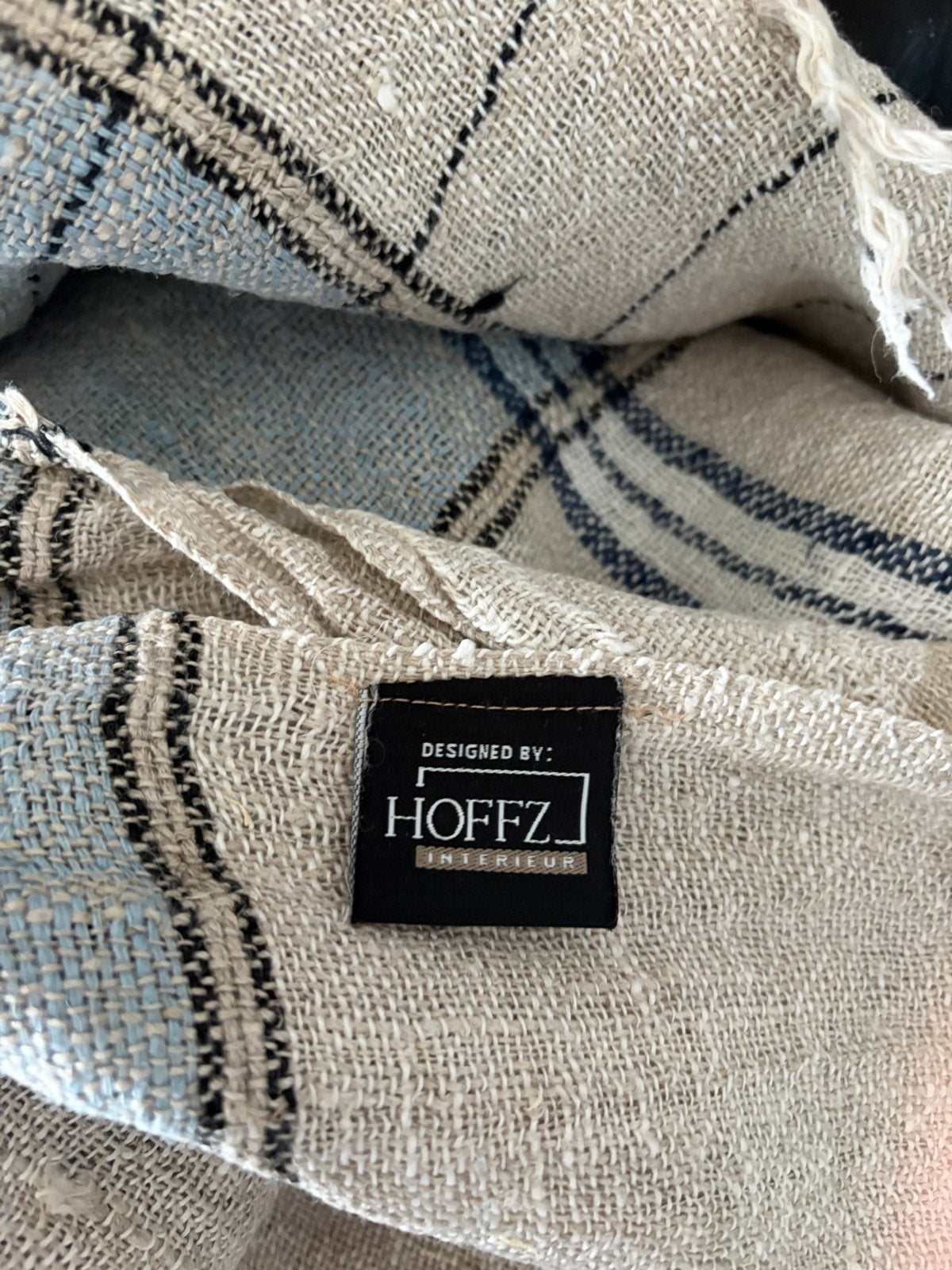 Unieke Hoffz Interieur plaid van puur grof linnen, Huis en Inrichting, Overige merken, Beige, Ophalen of Verzenden, Zo goed als nieuw