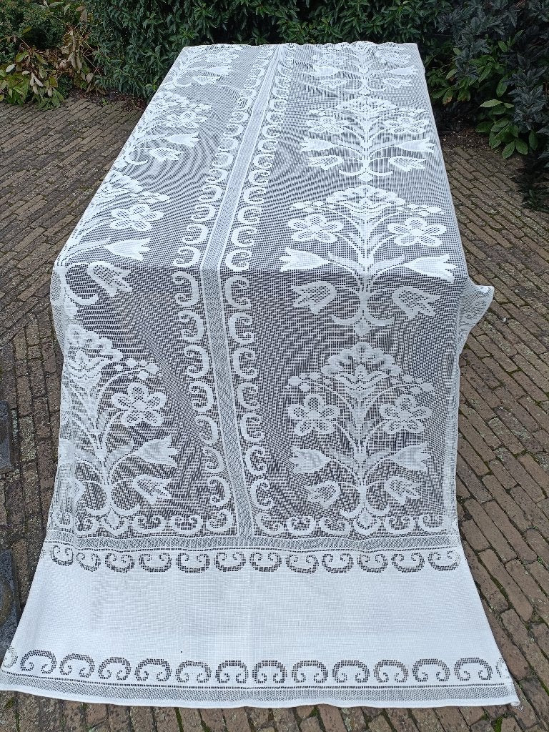 Valletjes vitrage glasgordijn machinaal 135 x 260 cm (GM6), Vitrage, Gebruikt, Ophalen of Verzenden, 260 cm