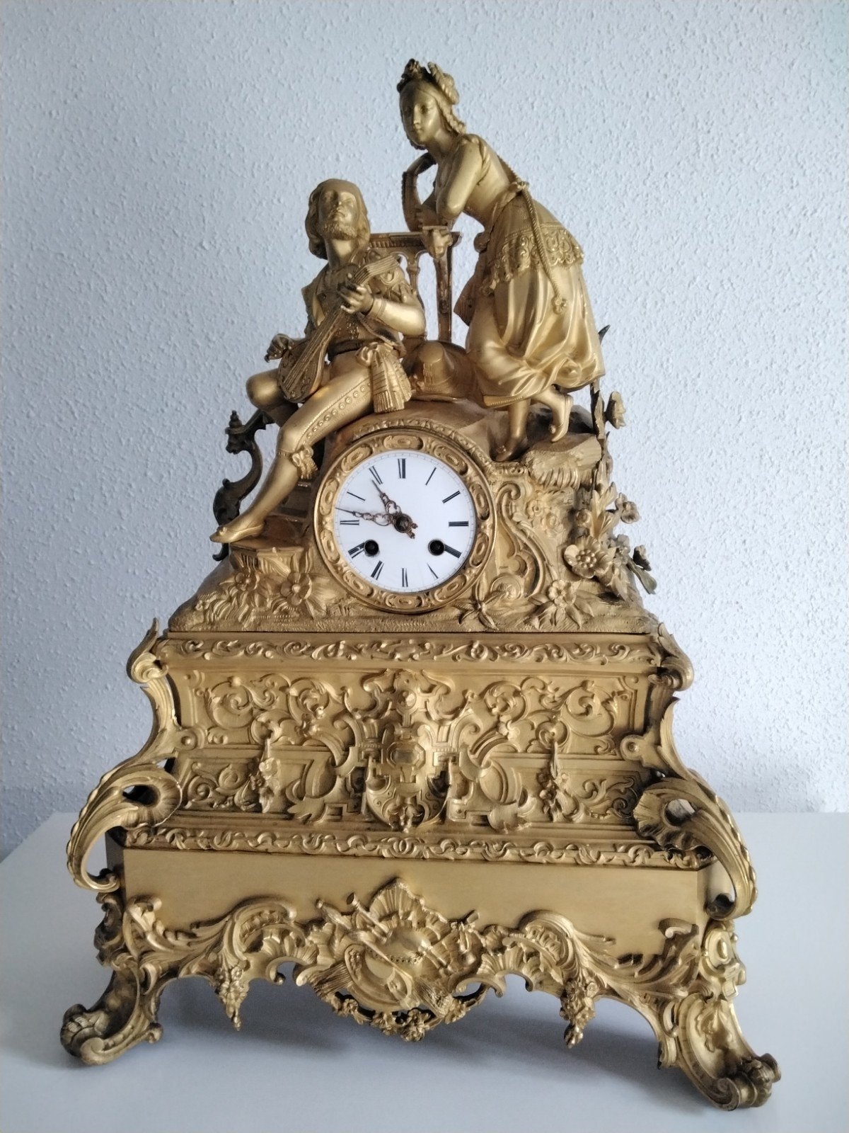 Vuurvergulde Bronzen Pendule met Touwtjes Slinger, 1820/1840, Ophalen of Verzenden