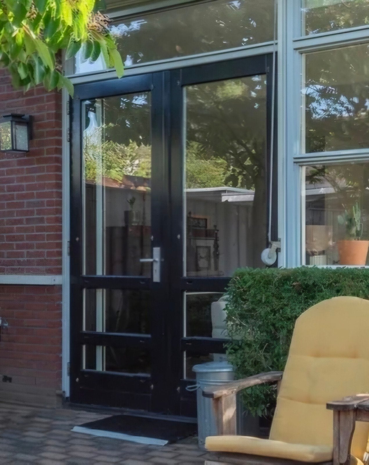 Kozijn met dubbele openslaande deuren., Ophalen, Deurkozijn, 150 tot 225 cm, Inclusief glas