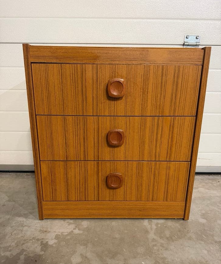 Vintage ladekastje met 3 lades retro, Ophalen, Gebruikt, Vintage, 50 tot 100 cm