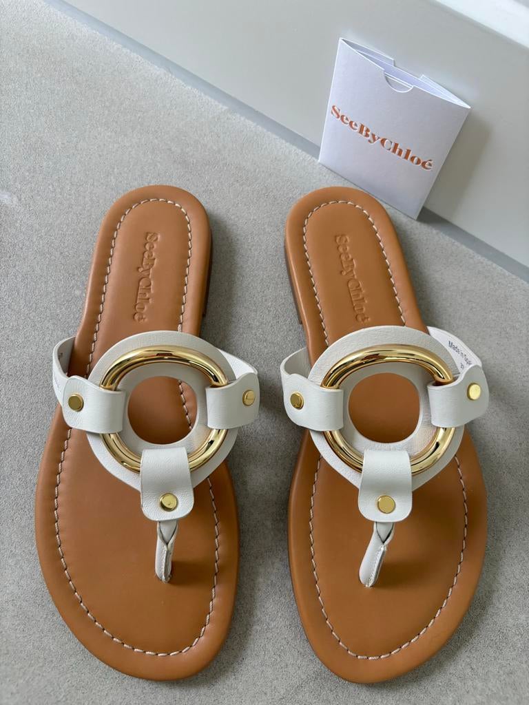 See By Chloe Hana slippers off white leer 37 NEW, Kleding | Dames, Schoenen, Slippers, Wit, Nieuw, Ophalen of Verzenden