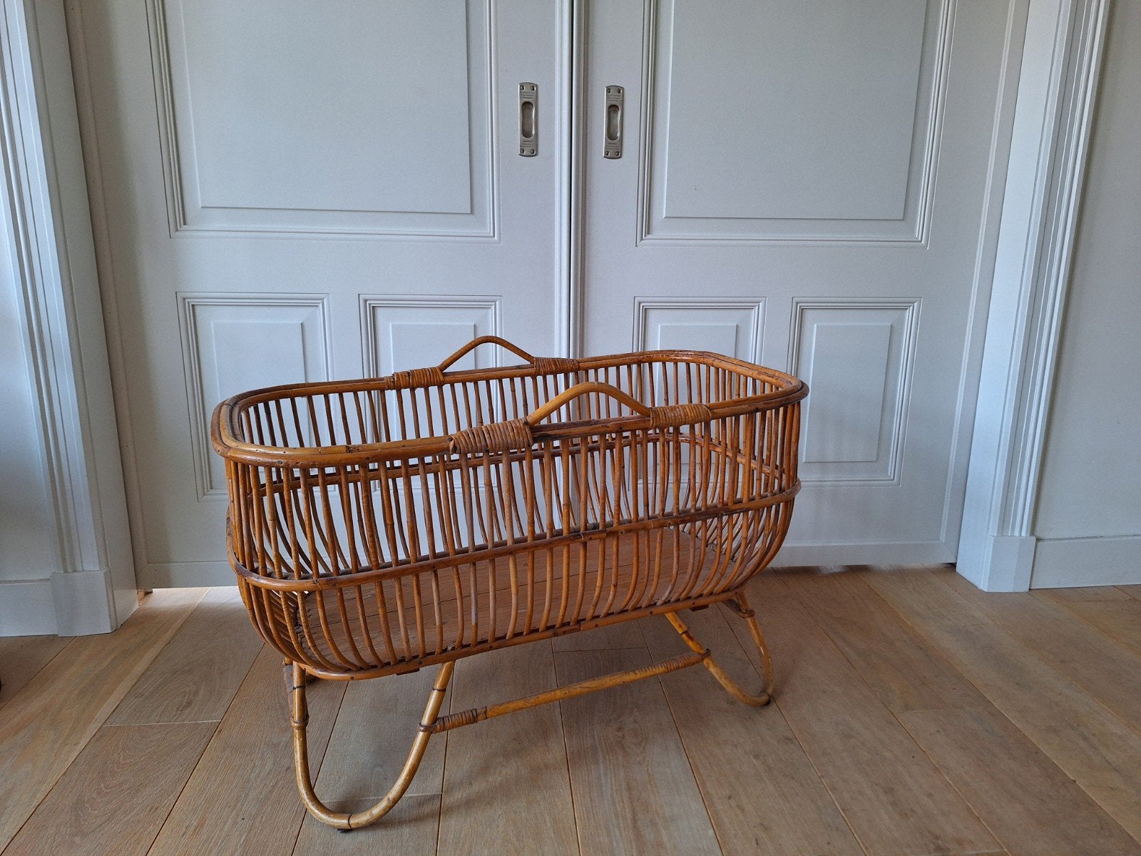 Vintage Rotan Wiegje, Ophalen, Gebruikt, Wieg