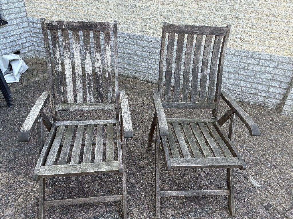 Teak hout tuinstoel Exotan, Ophalen, Gebruikt, Teakhout, Inklapbaar