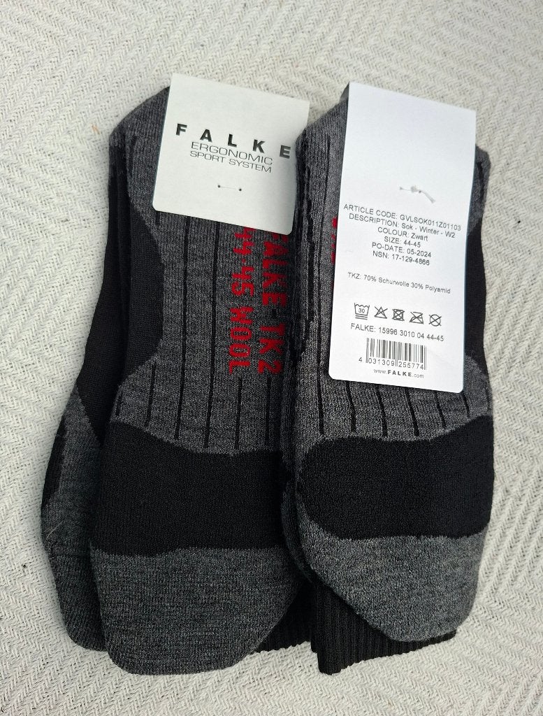 2 paar Falke TK2 Zwart Winter, maat 44-45, Zwart, Falke, FALKE KGaA, Ophalen of Verzenden