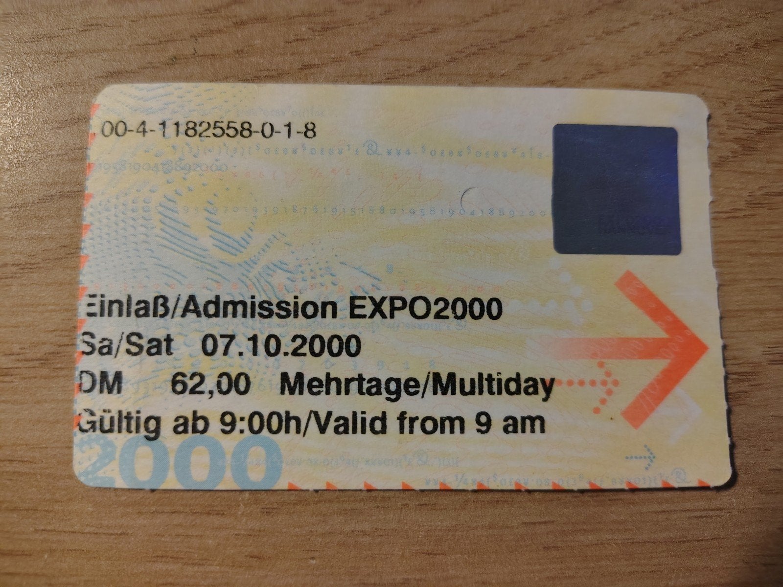 EXPO2000 Ticket, Ophalen of Verzenden, Gebruikt