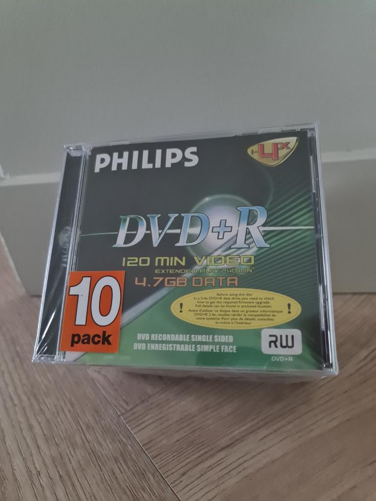 Philips DVD+R 4.7GB 120 min Video 10-pack (Nieuw), Philips, Herschrijfbaar, Nieuw, Ophalen of Verzenden