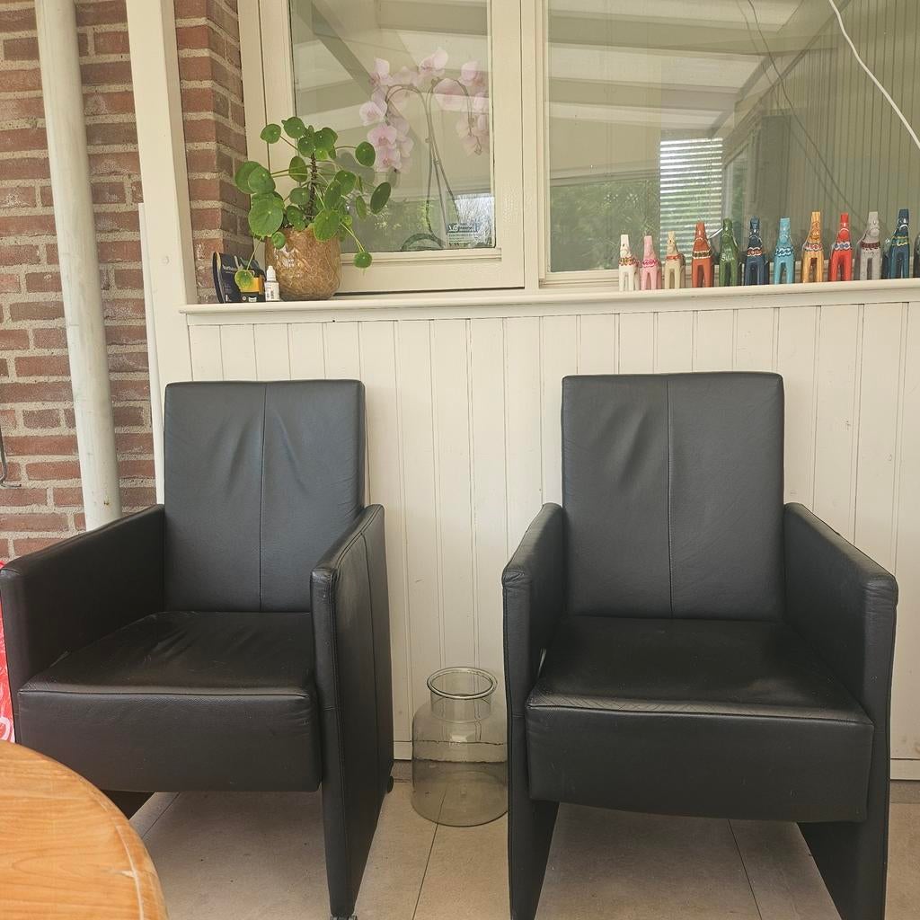 2 zwarte fauteuiltjes,, Ophalen, Zwart