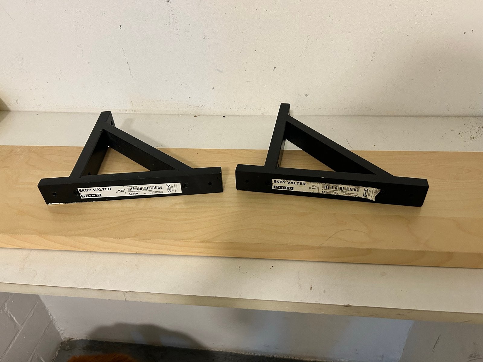 Wandplank Ikea met plankdragers Ekby, Ophalen, Gebruikt