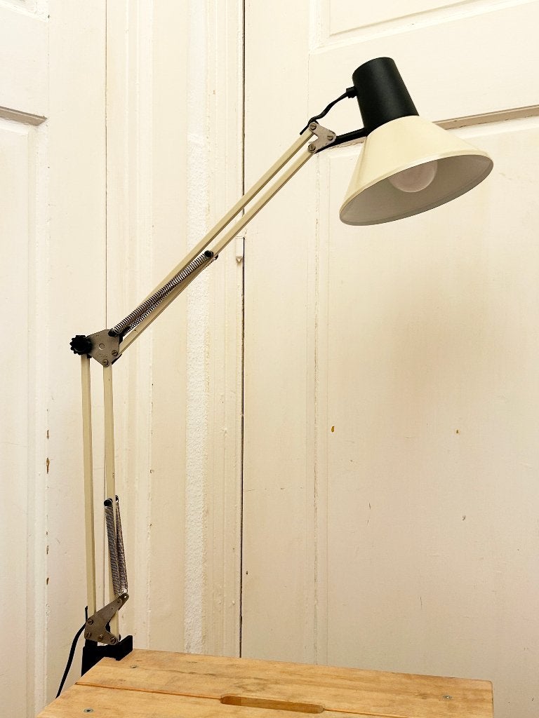 Vintage Massive architectenlamp/beige/zwart/70s, Bureaulamp, Overige merken, Vintage, E27 (groot)