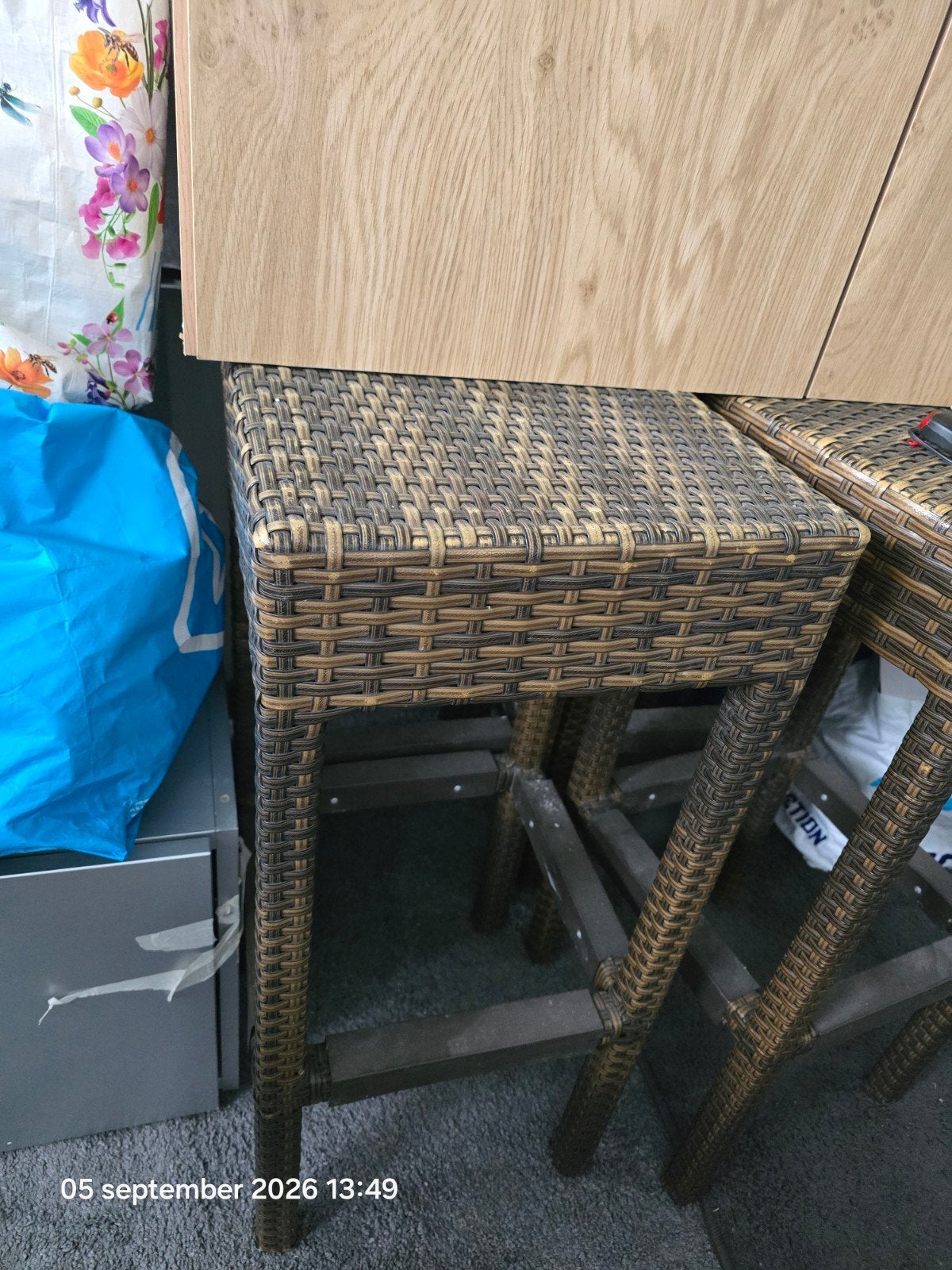 4 barkrukken. rotan barkrukken - Gebruikt, Huis en Inrichting, Barkrukken, Ophalen, Metaal, Gebruikt, 60 tot 90 cm