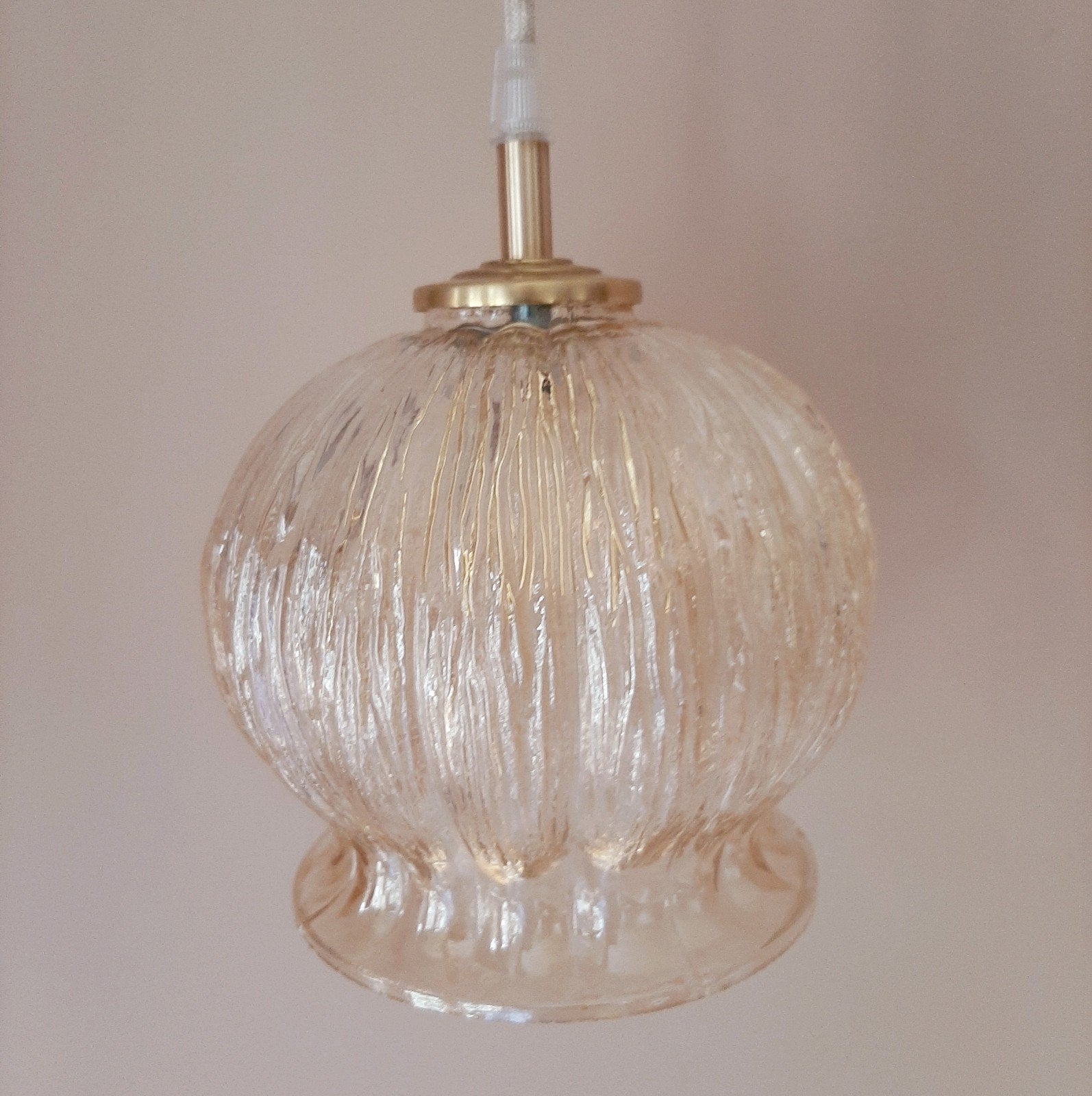 Vintage hanglamp | Bubble vintage lamp | Amberkleur, Ophalen of Verzenden, Glas