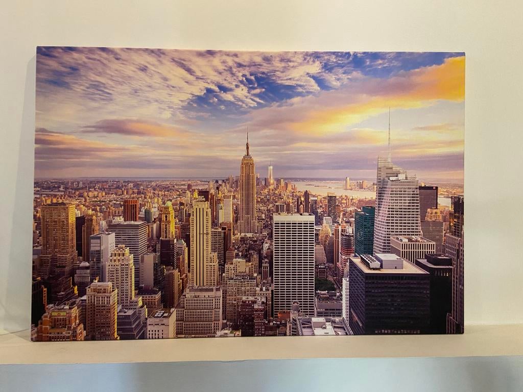 New York Canvas Schilderij - Skyline Zonsondergang, Antiek en Kunst, Kunst | Schilderijen | Modern, Ophalen